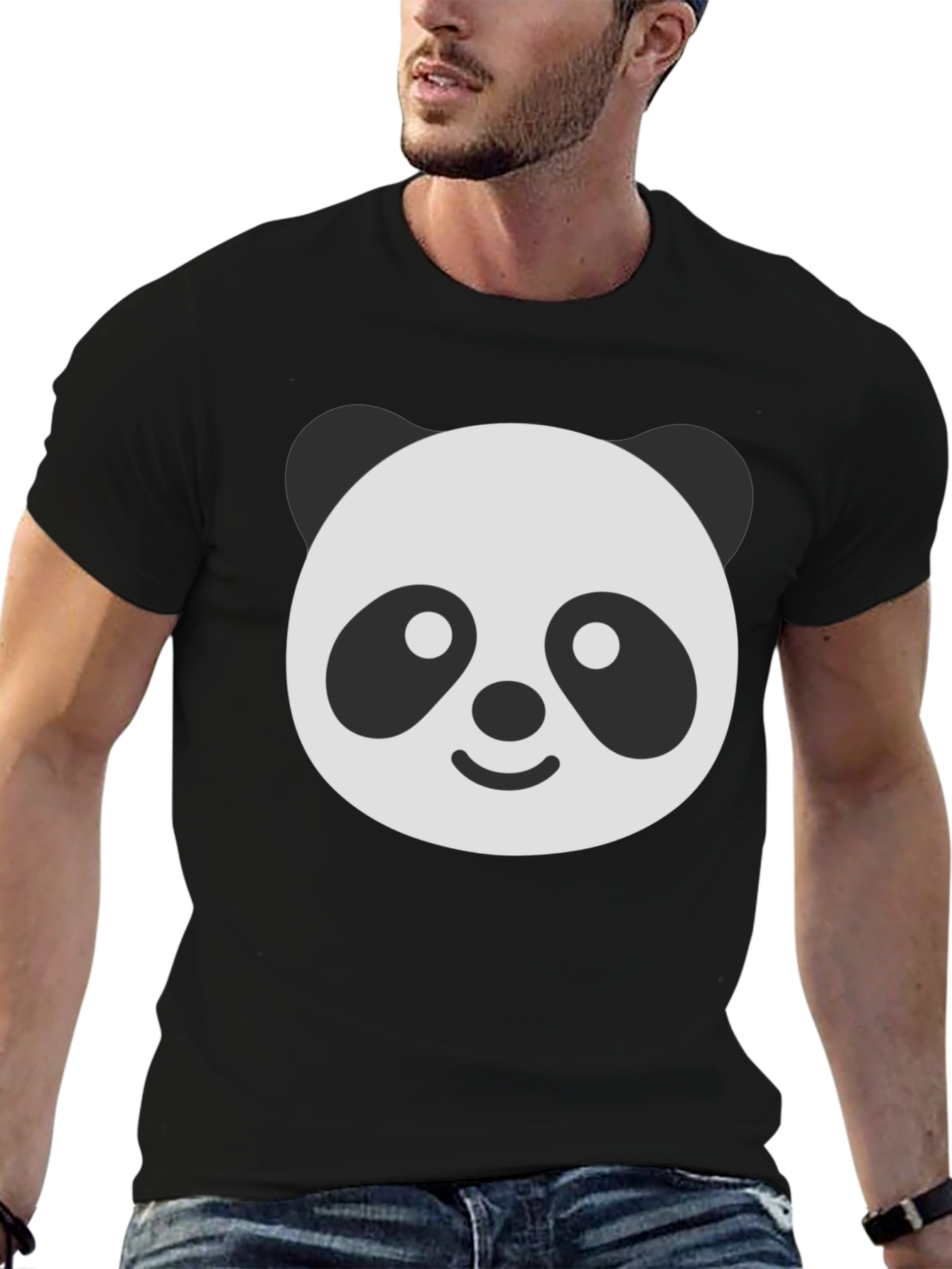 Panda Face Graphic T-Shirt - Black Classic Fit