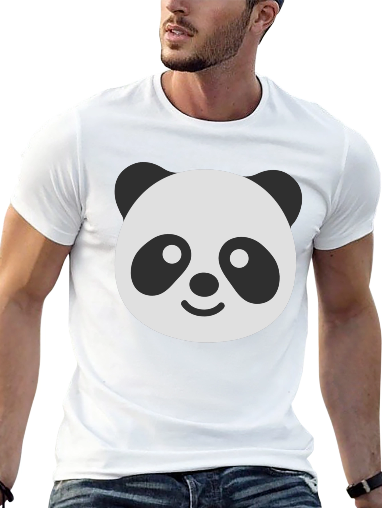 Panda Face Graphic T-Shirt - Black Classic Fit