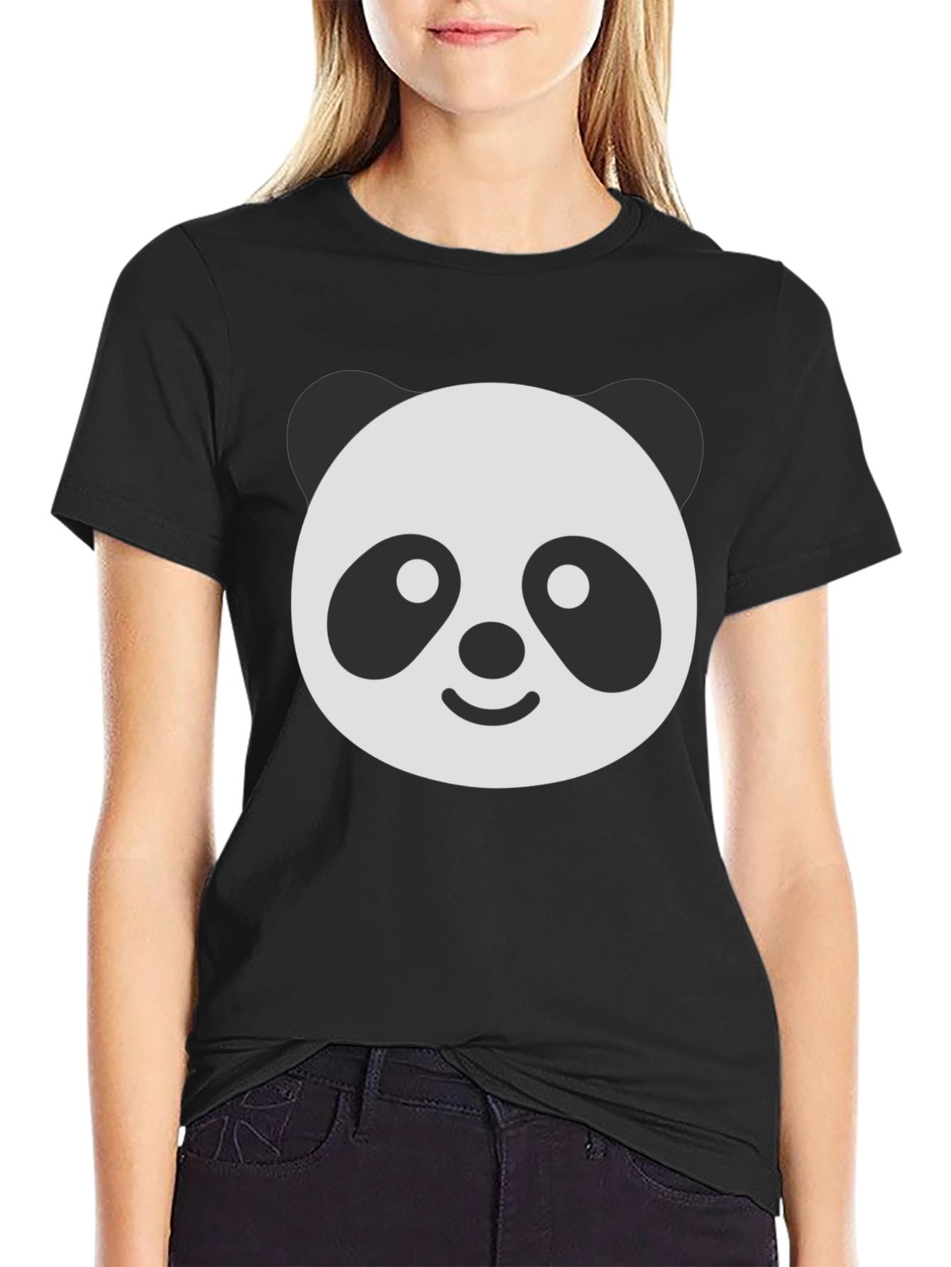 Panda Face Graphic T-Shirt - Black Classic Fit