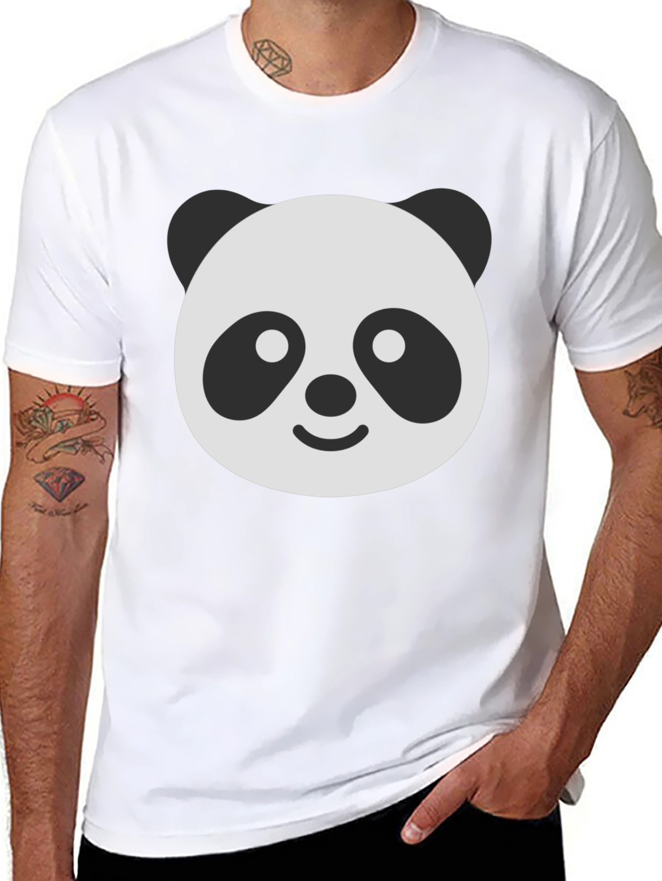 Panda Face Graphic T-Shirt - Black Classic Fit