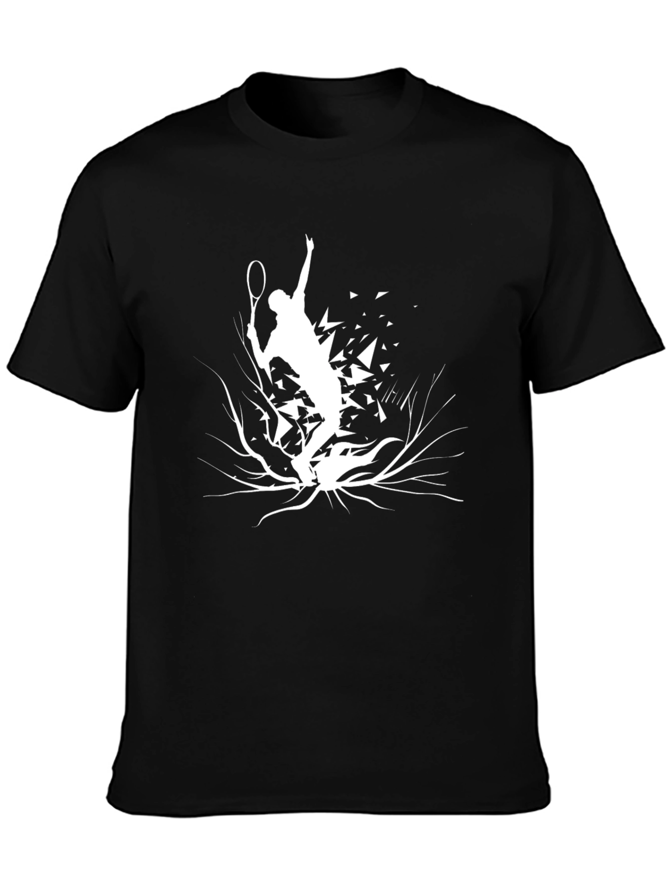 Tennis Player Graphic T-Shirt - Black Cotton Tee