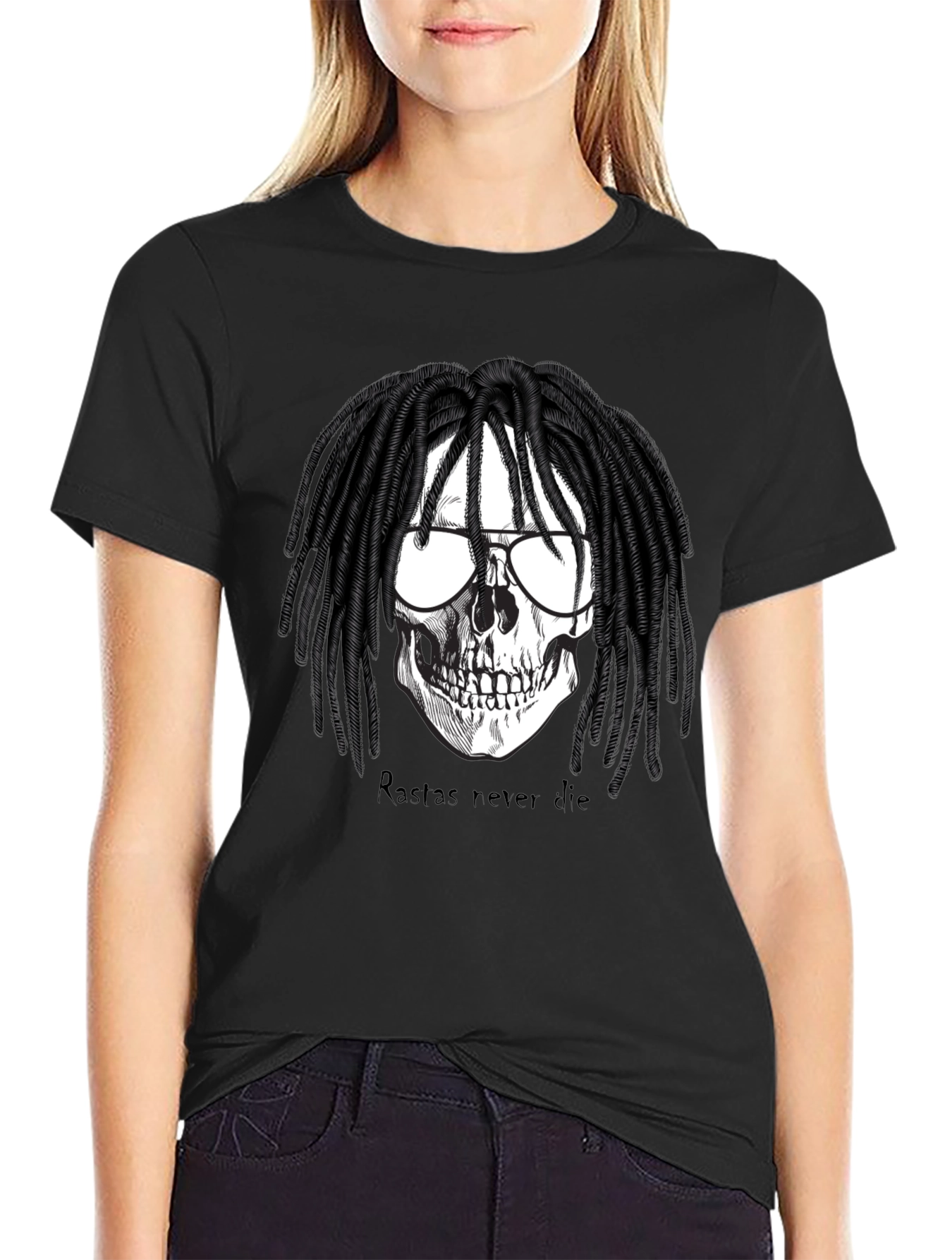 Rasta Skull Graphic Tee - Never Die T-Shirt