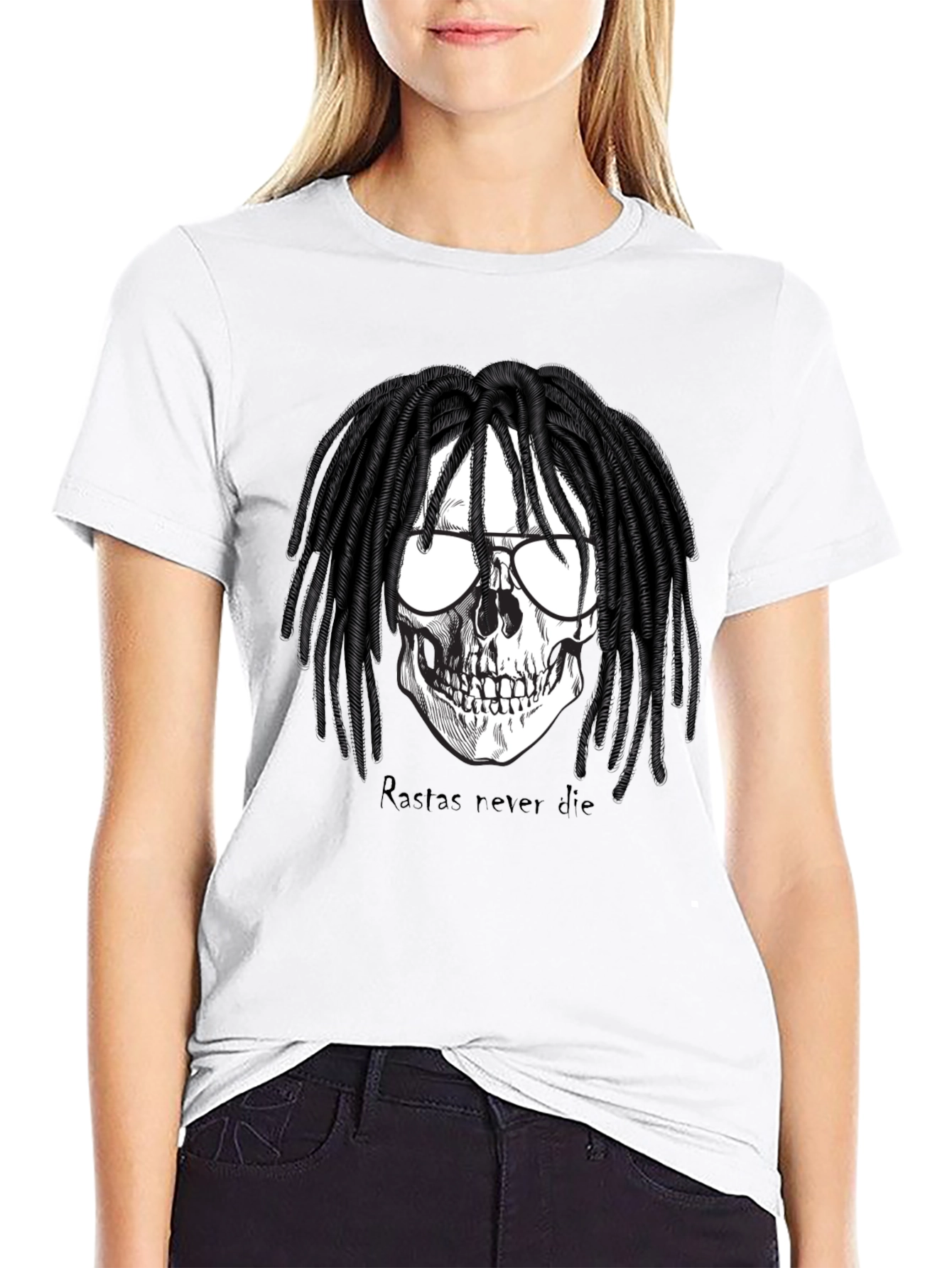 Rasta Skull Graphic Tee - Never Die T-Shirt