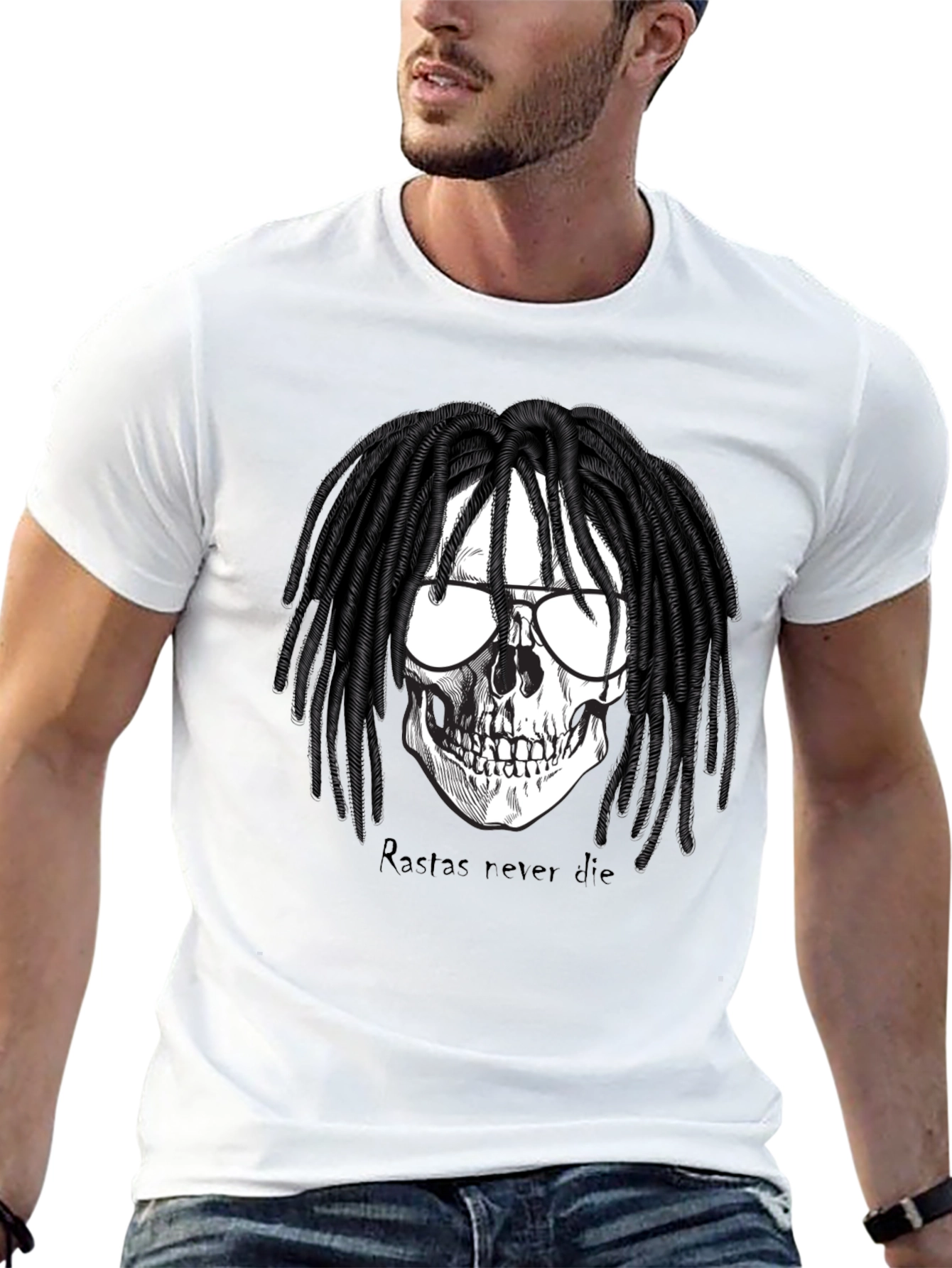 Rasta Skull Graphic Tee - Never Die T-Shirt