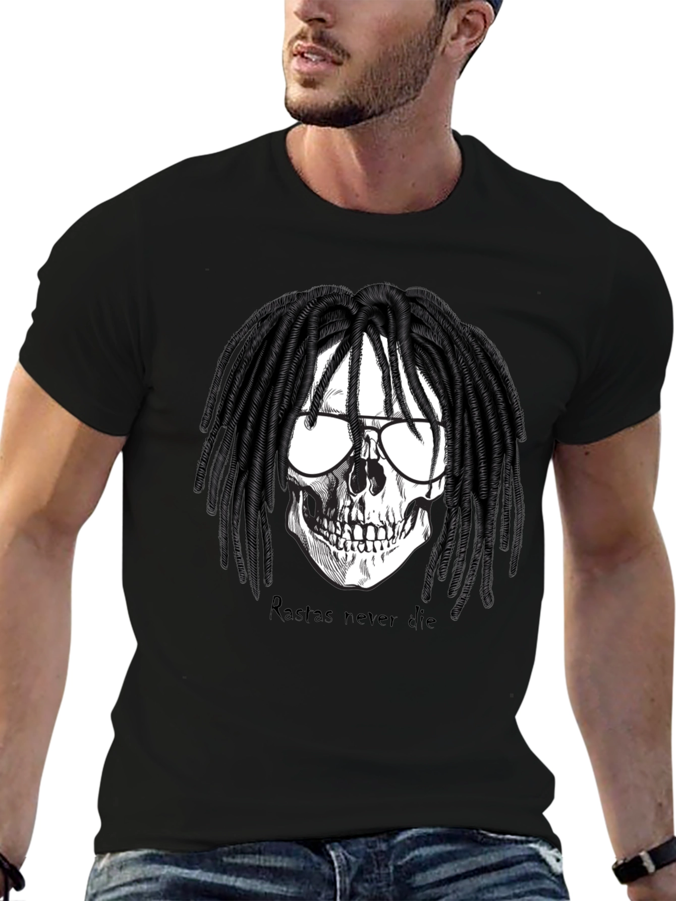 Rasta Skull Graphic Tee - Never Die T-Shirt