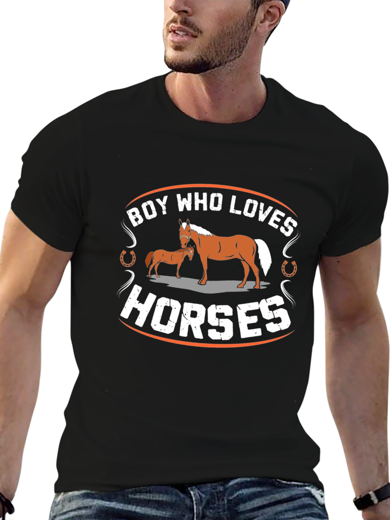 Boy Who Loves Horses Graphic T-Shirt