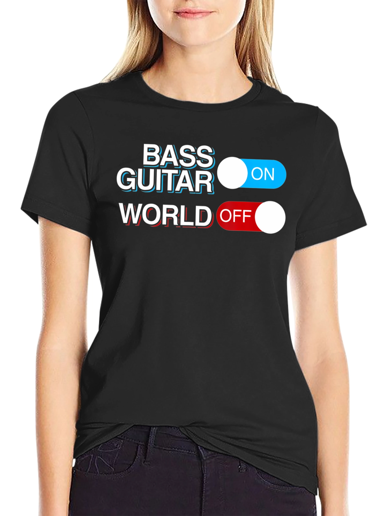 Bass Guitar ON World OFF Graphic T-Shirt