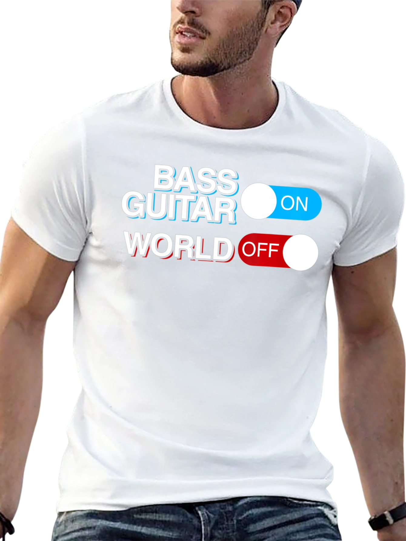 Bass Guitar ON World OFF Graphic T-Shirt