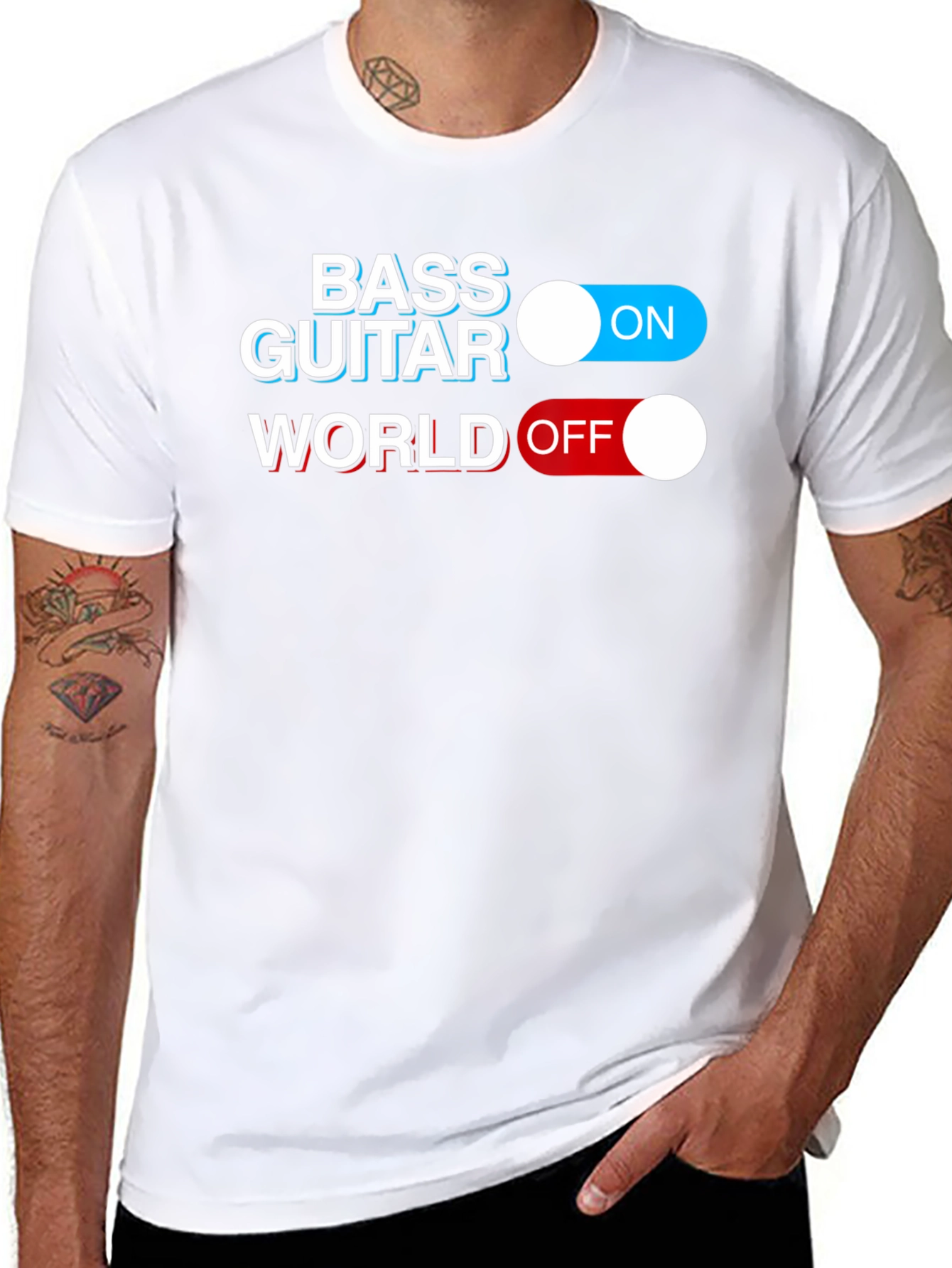 Bass Guitar ON World OFF Graphic T-Shirt