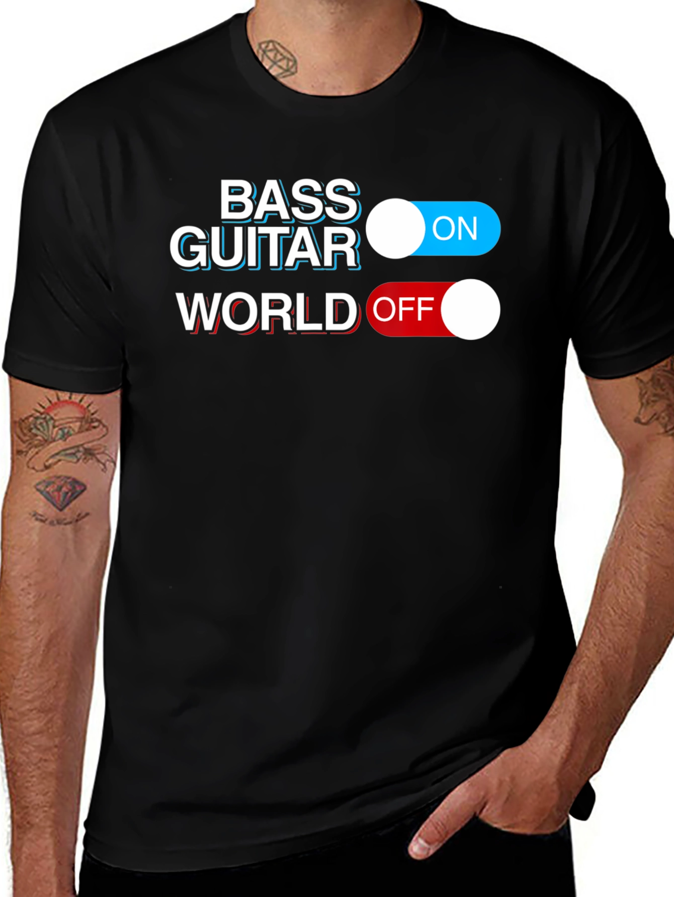 Bass Guitar ON World OFF Graphic T-Shirt