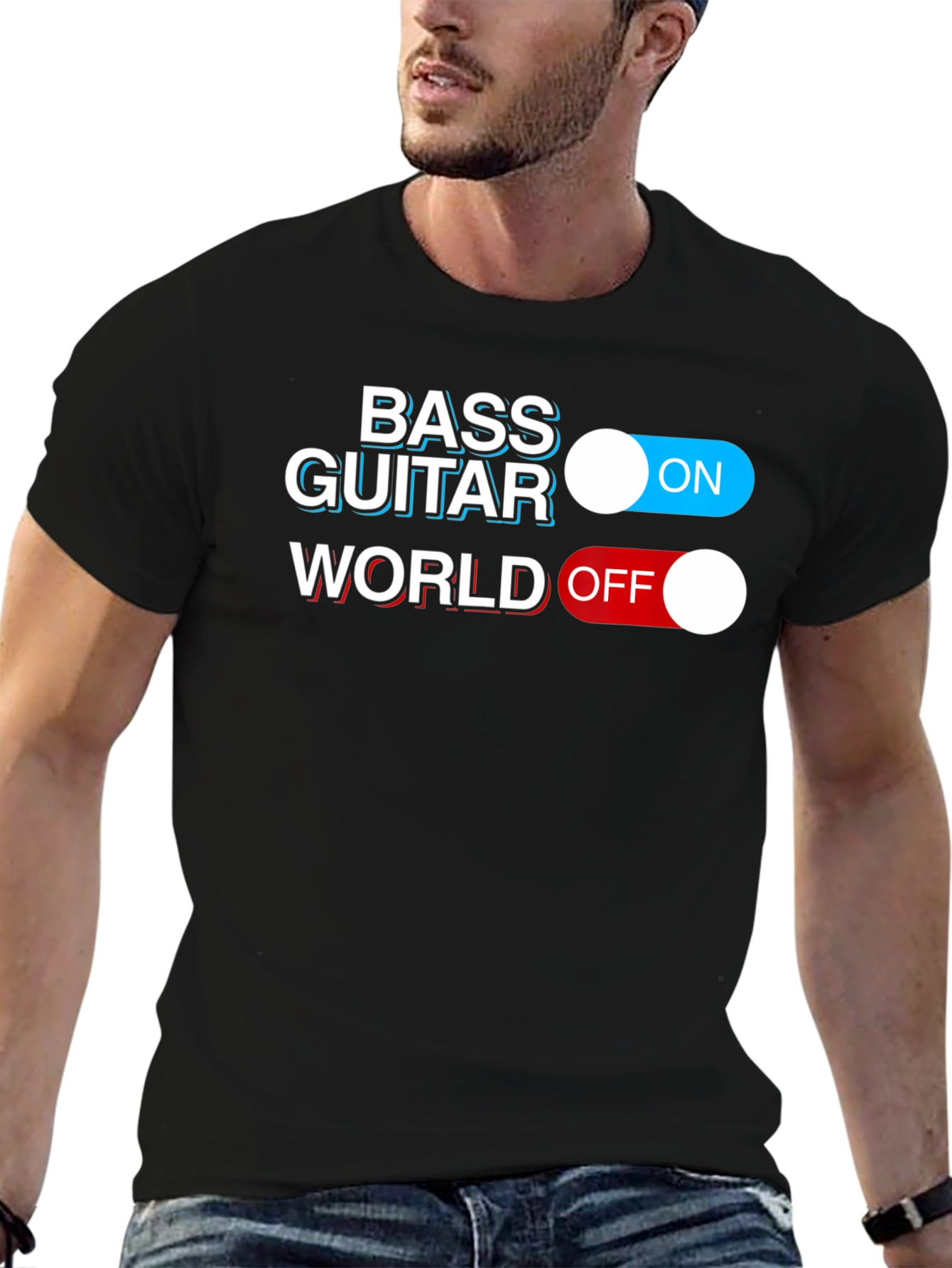 Bass Guitar ON World OFF Graphic T-Shirt