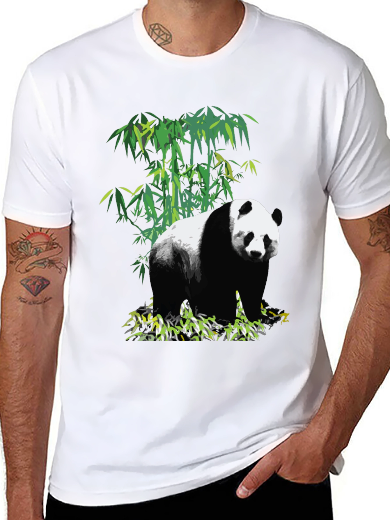 Panda Bamboo Graphic T-Shirt - Black