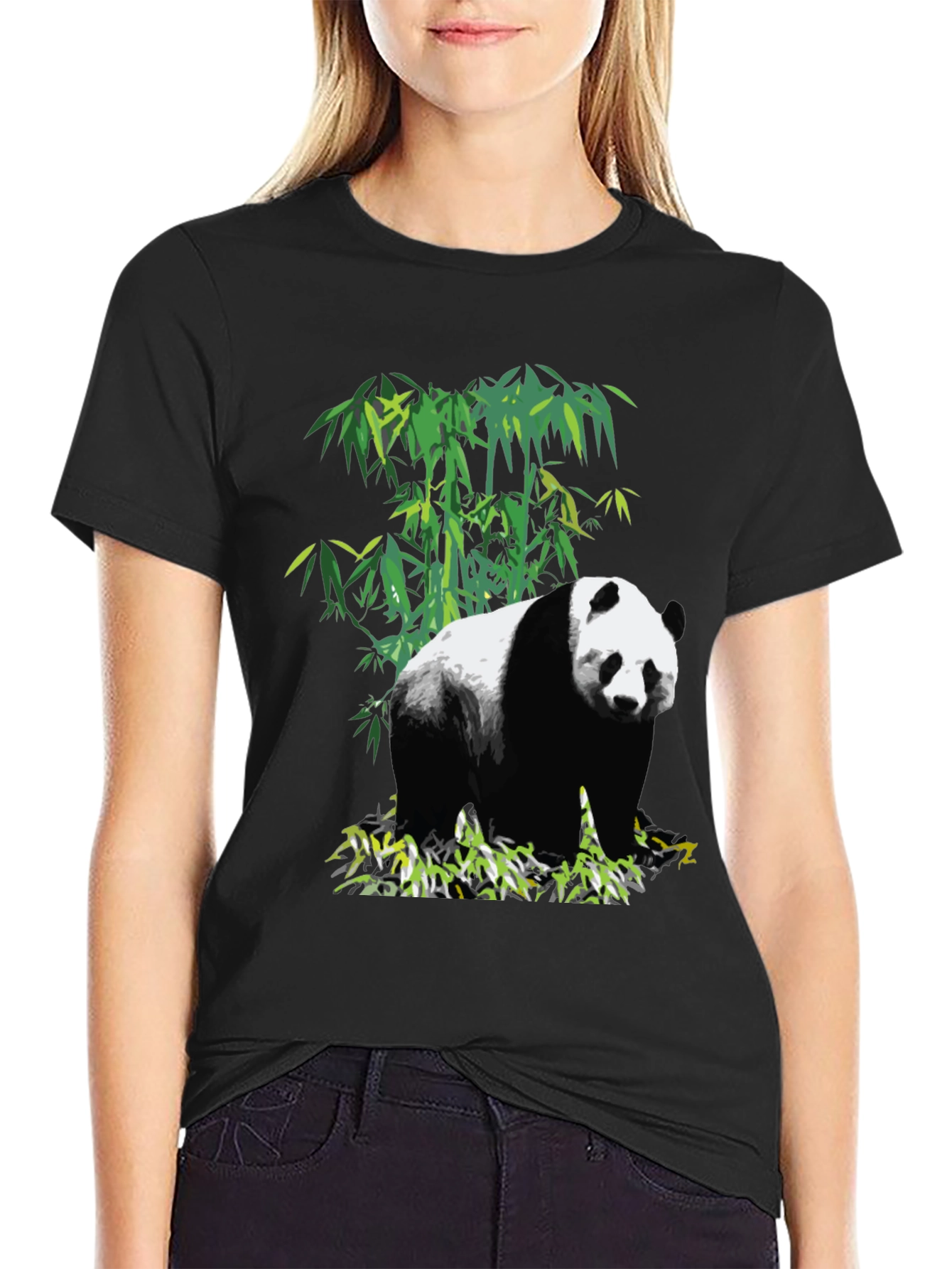 Panda Bamboo Graphic T-Shirt - Black