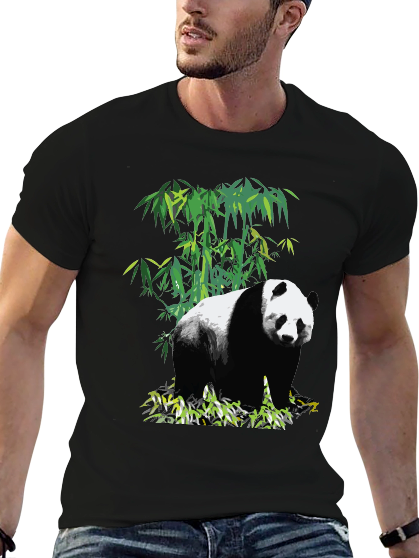 Panda Bamboo Graphic T-Shirt - Black