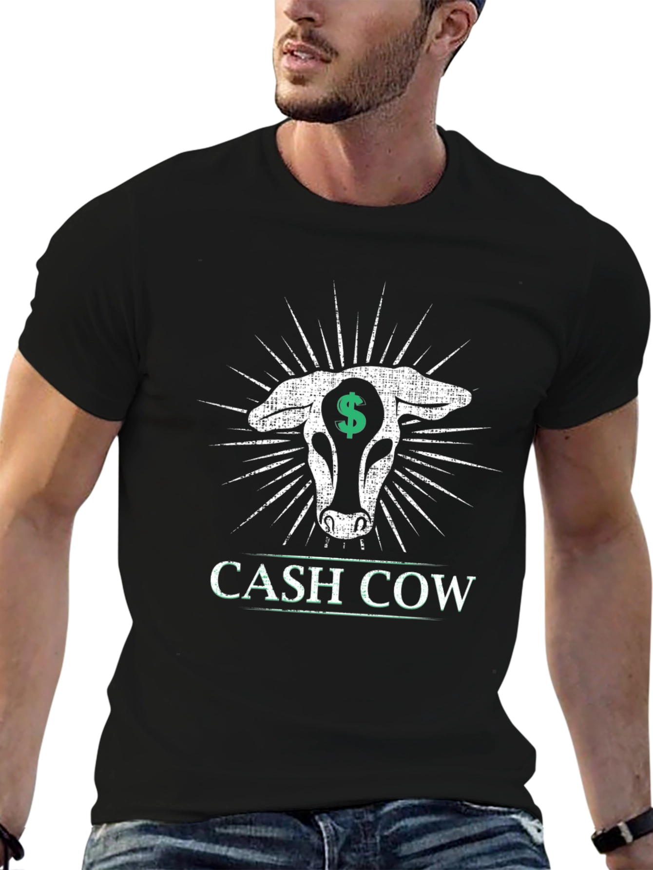Cash Cow Graphic Tee - Black Cotton T-Shirt