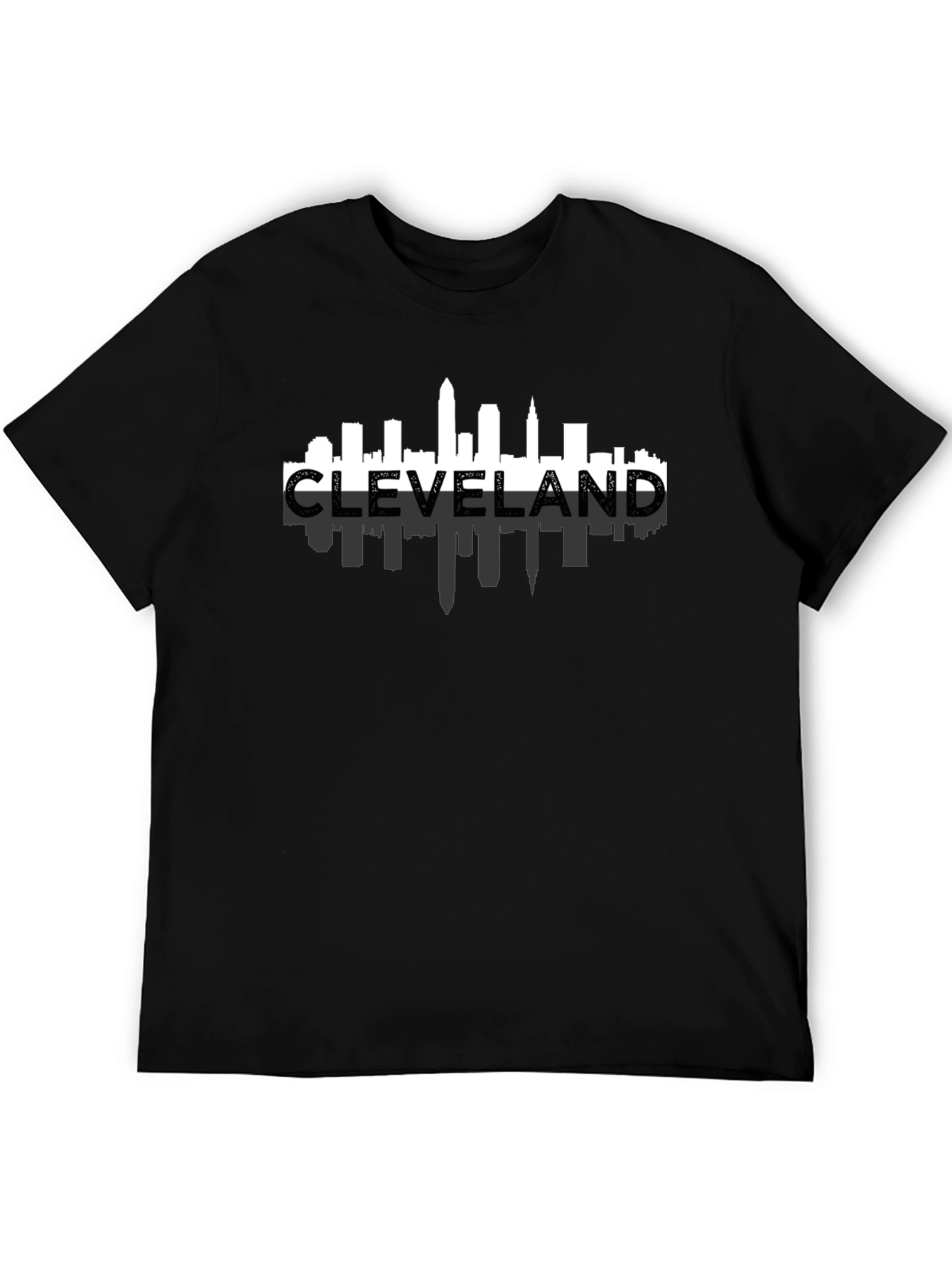 Cleveland Skyline Graphic Tee - Black Cotton Shirt