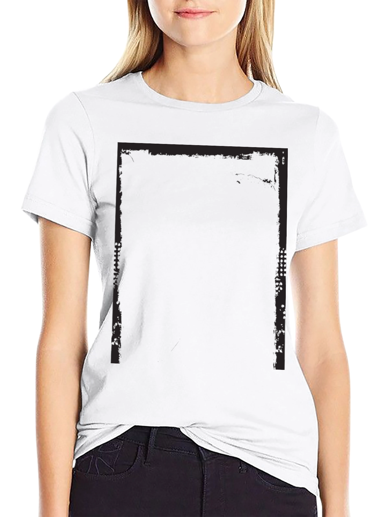 Edgy Black Graphic Tee - Grunge Rectangle