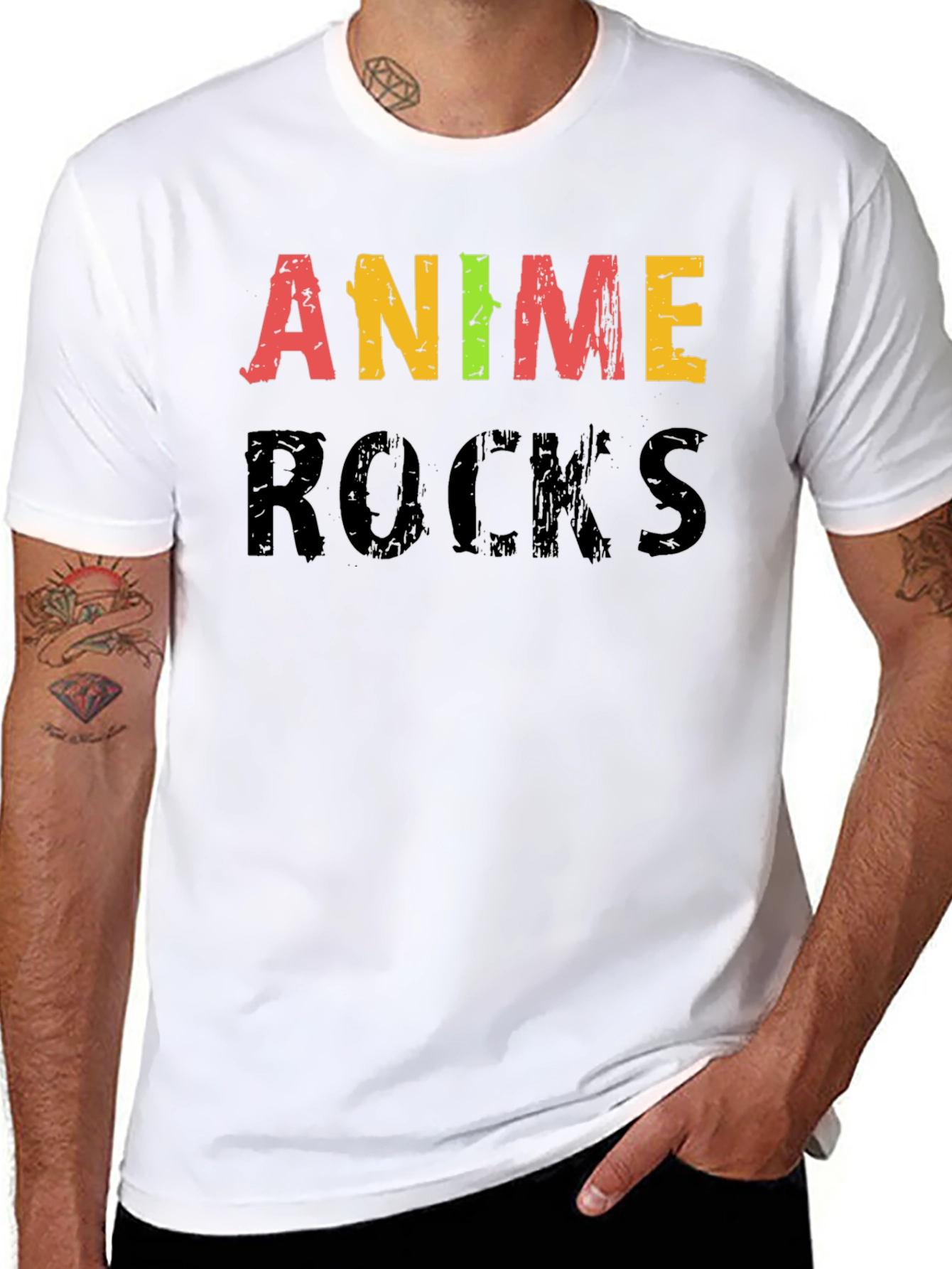 Anime Rocks Graphic Black T-Shirt