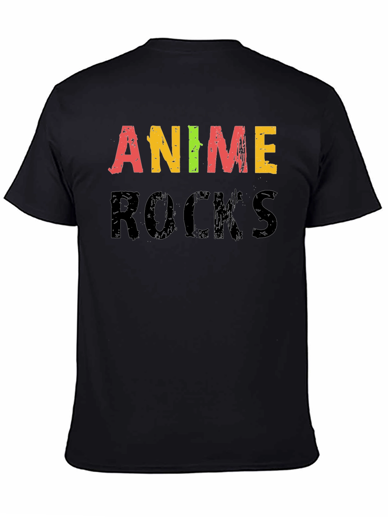 Anime Rocks Graphic Black T-Shirt