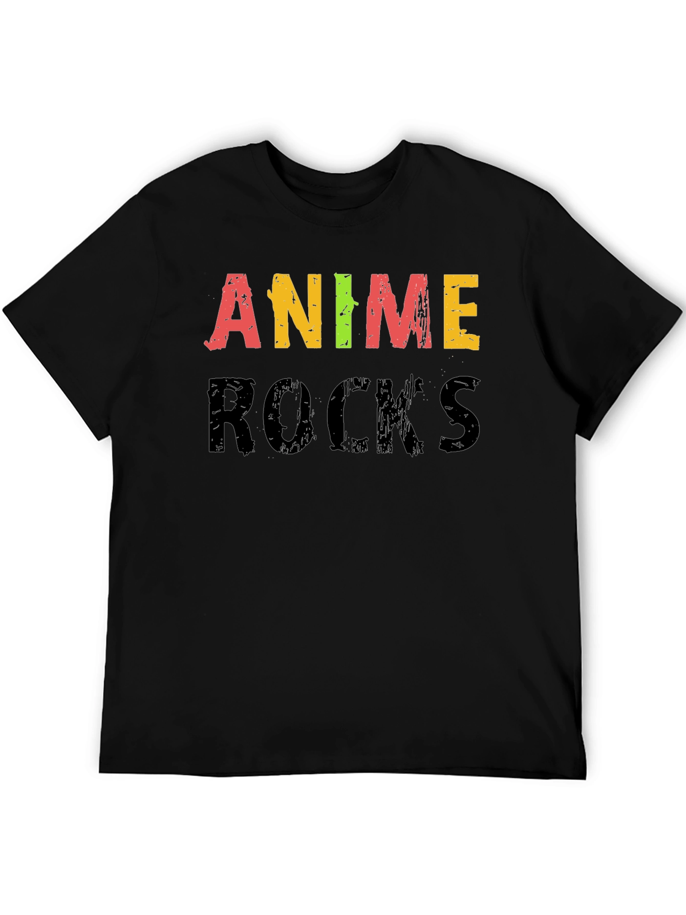Anime Rocks Graphic Black T-Shirt