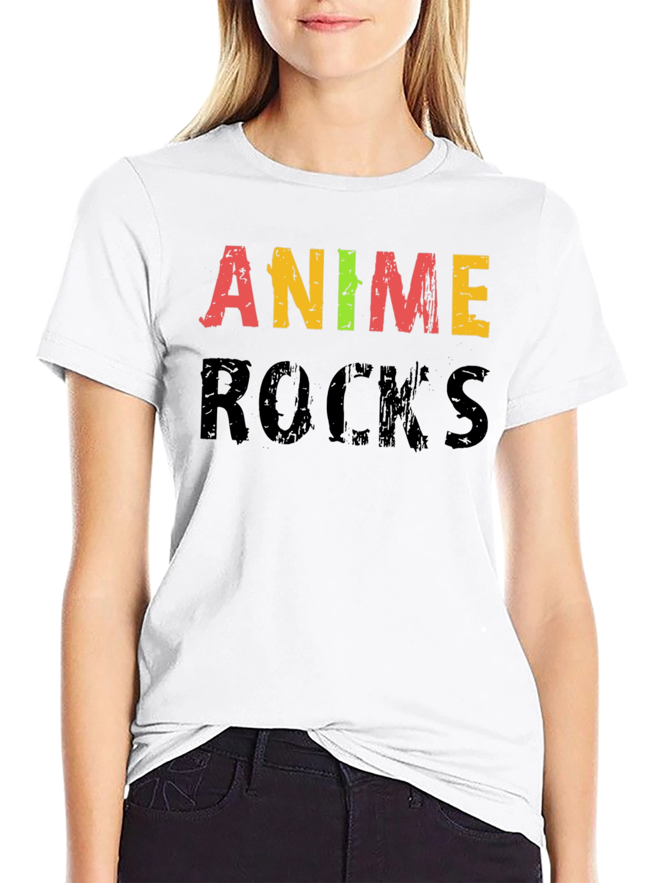 Anime Rocks Graphic Black T-Shirt