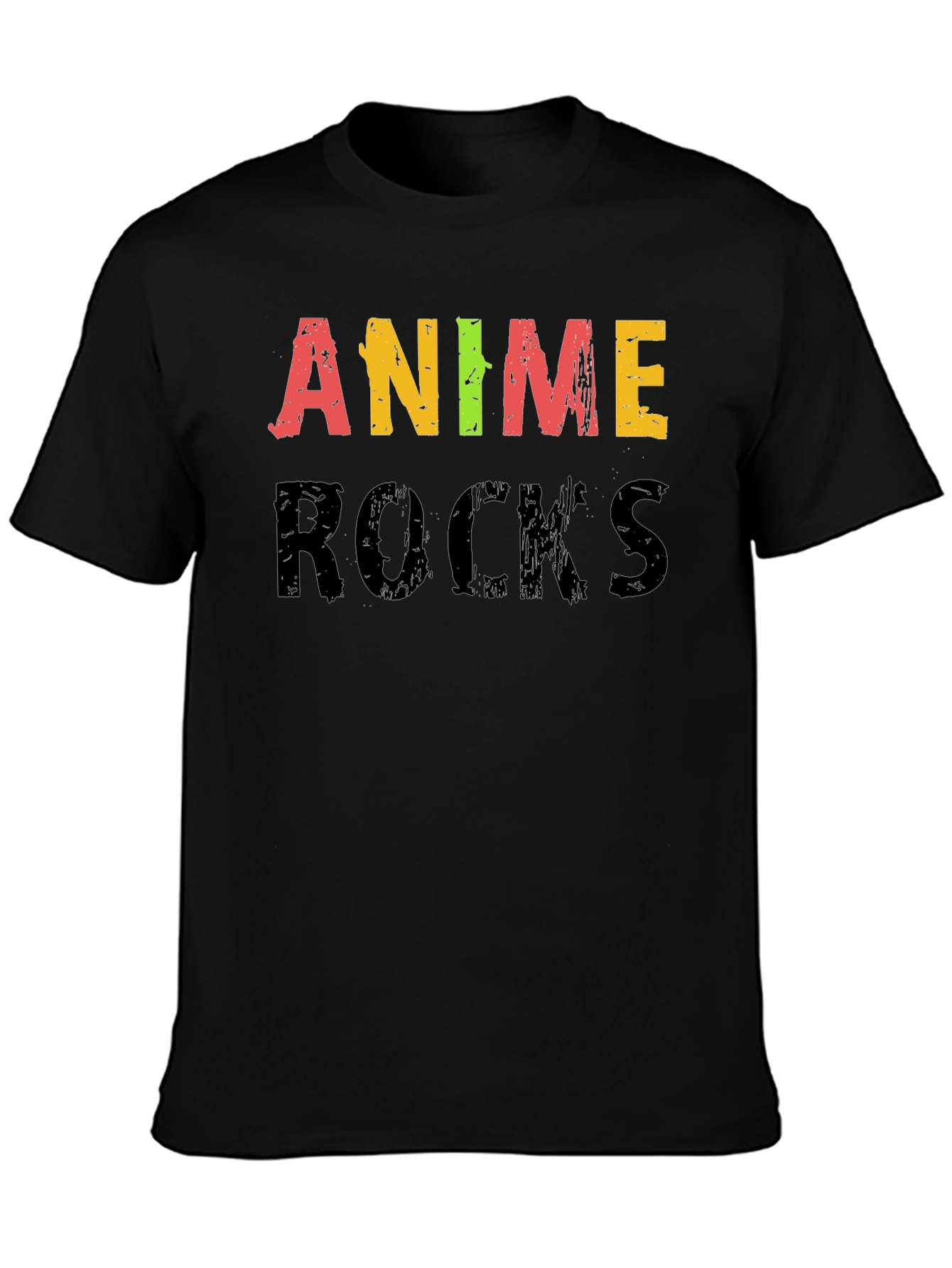 Anime Rocks Graphic Black T-Shirt