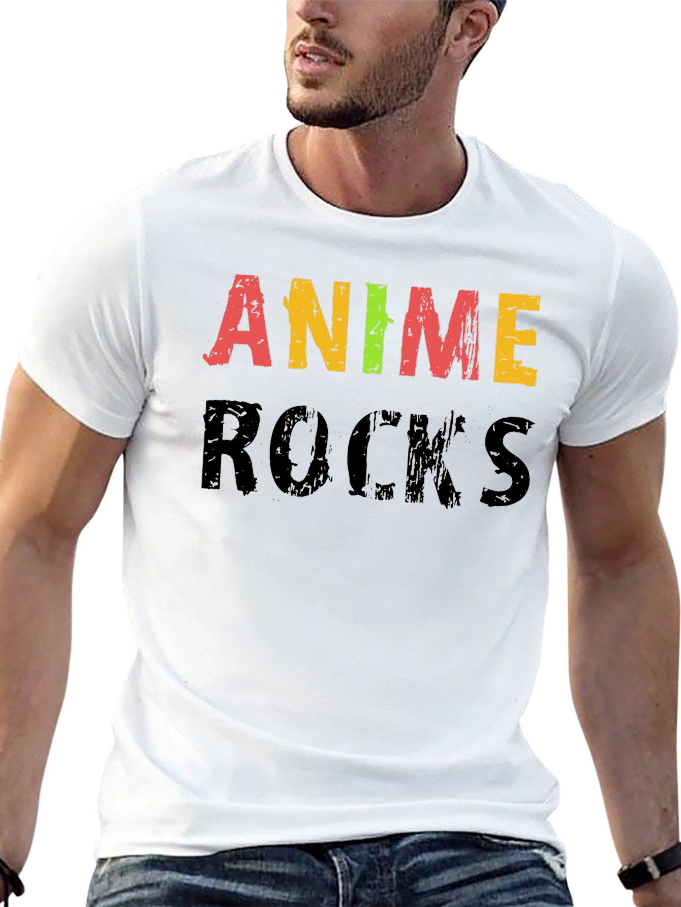 Anime Rocks Graphic Black T-Shirt