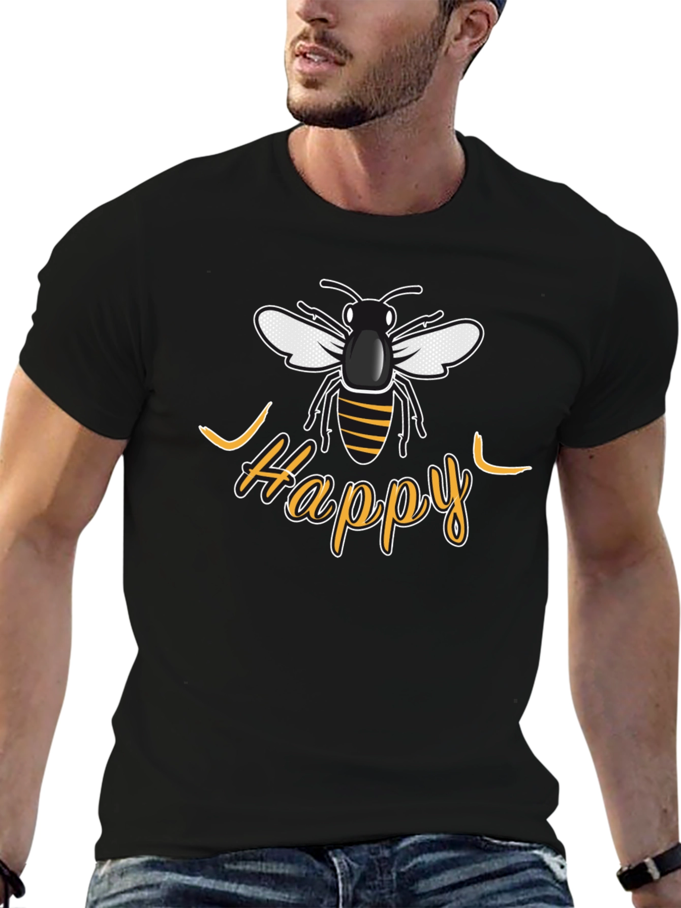 Be Happy Bee Graphic T-Shirt