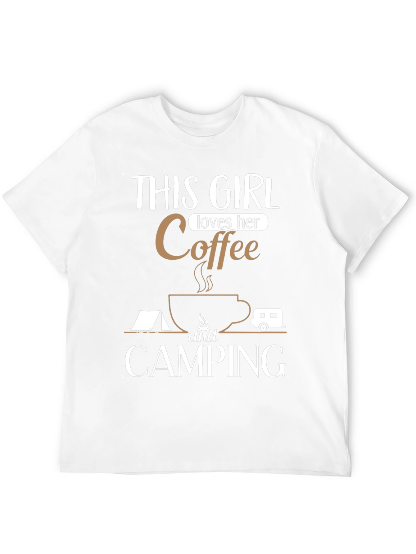 This Girl Loves Coffee and Camping Graphic T-Shirt