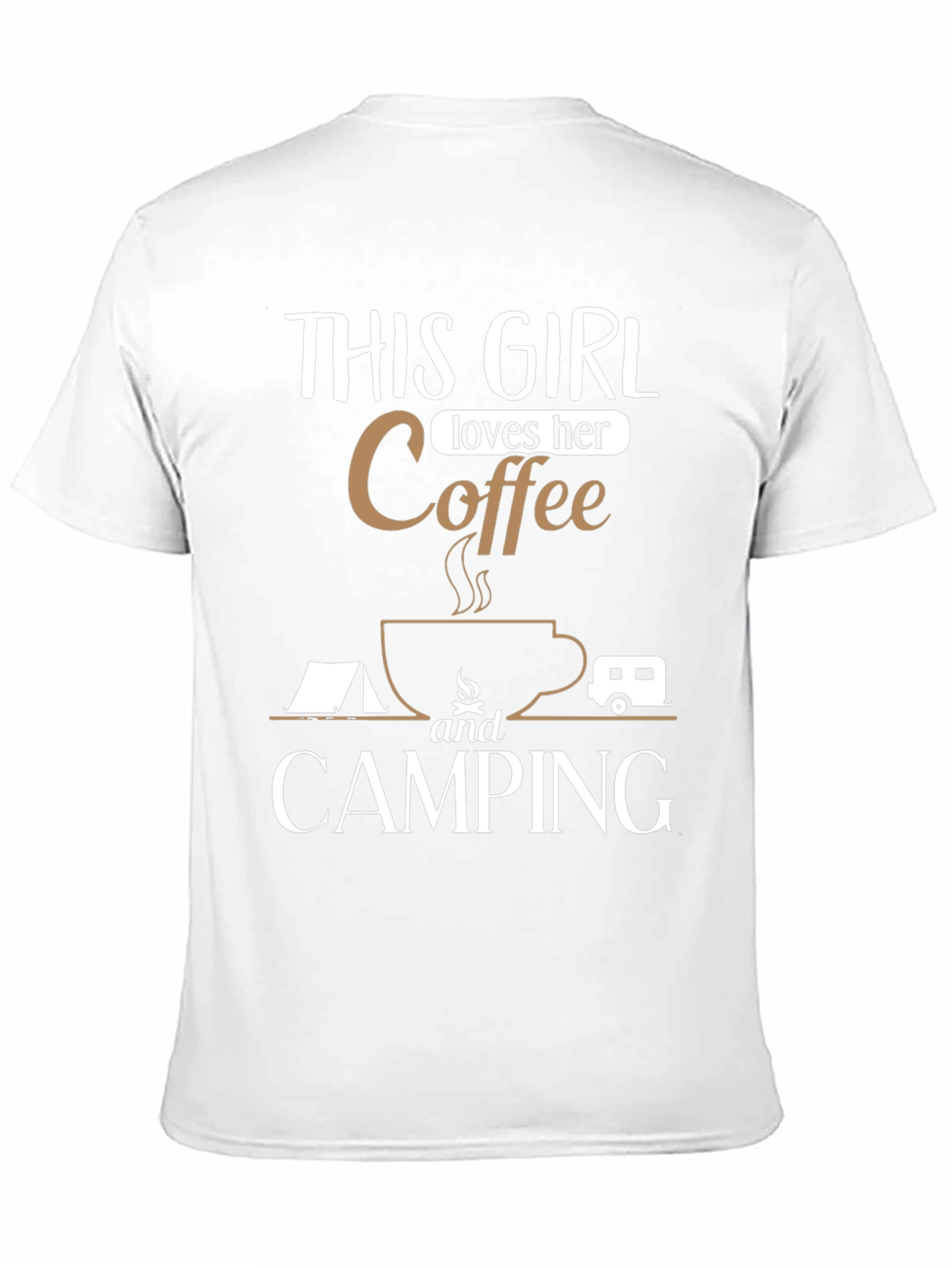 This Girl Loves Coffee and Camping Graphic T-Shirt