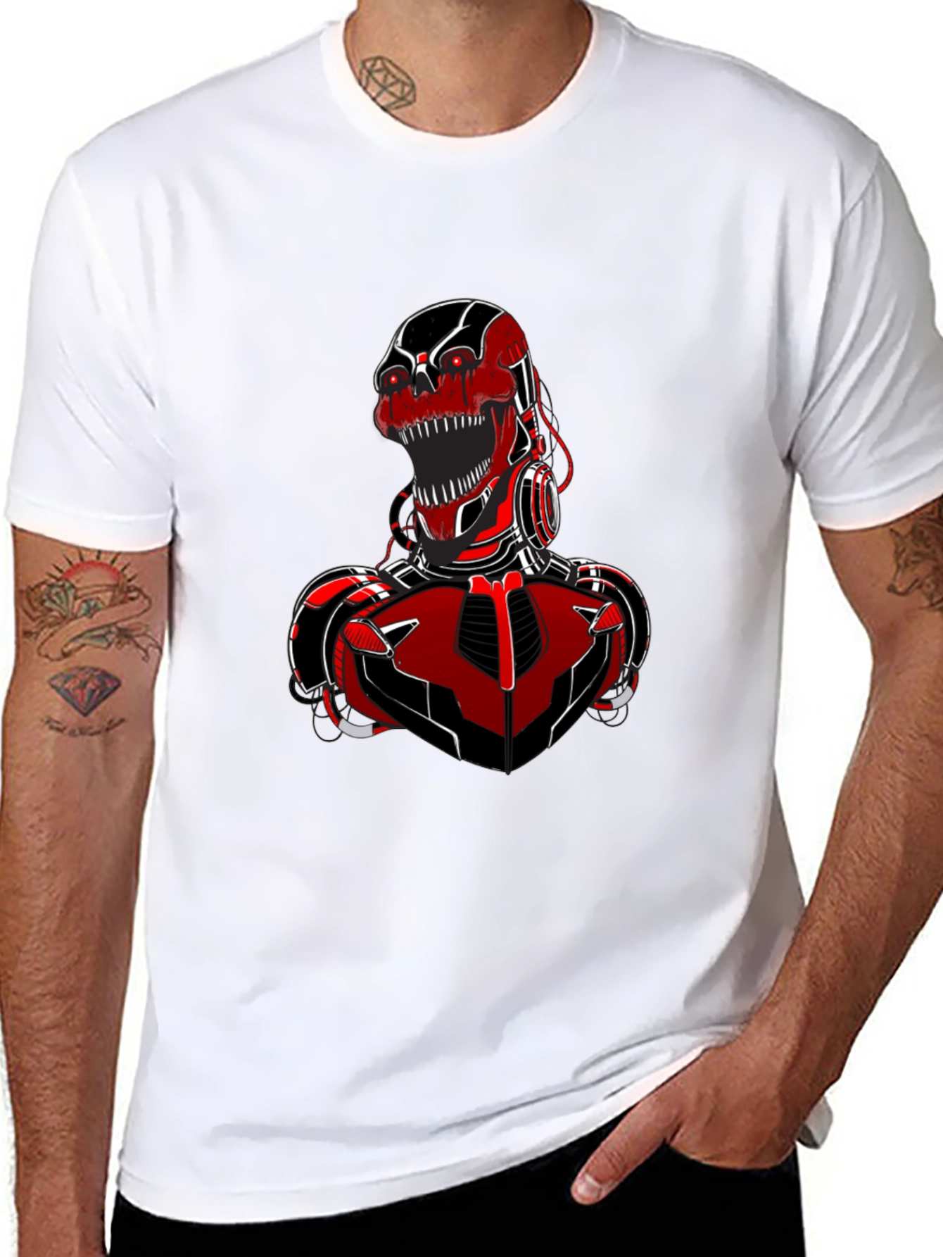 Red & Black Robot Graphic T-Shirt