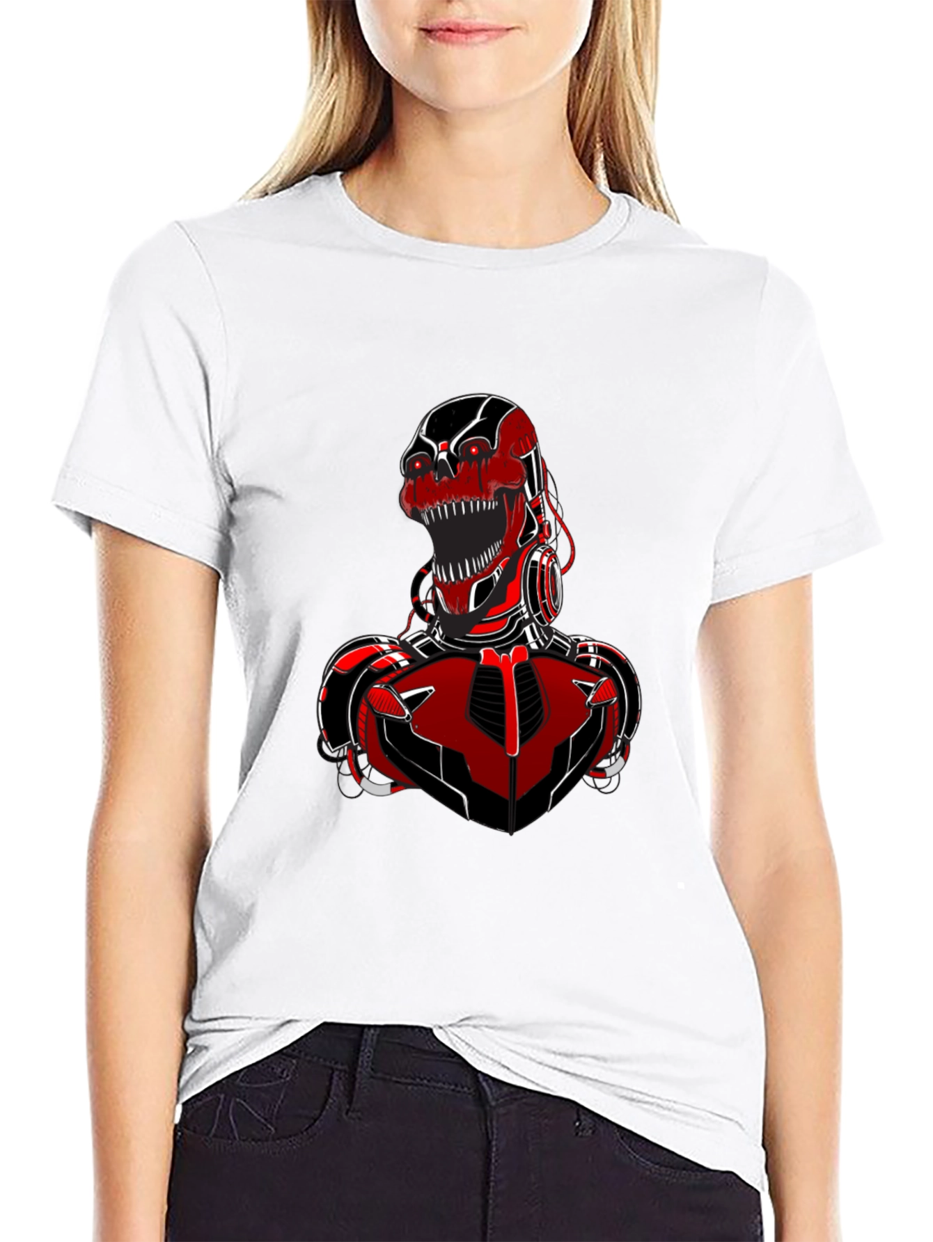 Red & Black Robot Graphic T-Shirt
