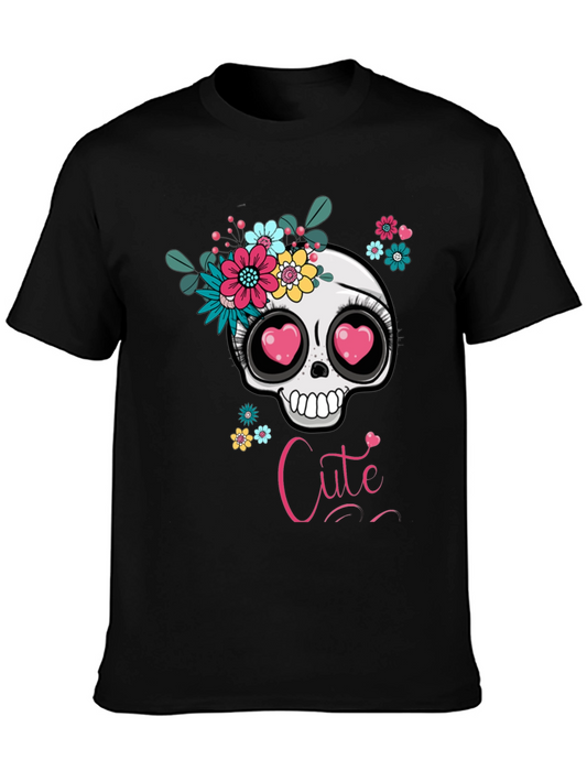 Cute Skull Floral T-Shirt - Sweet & Edgy Style