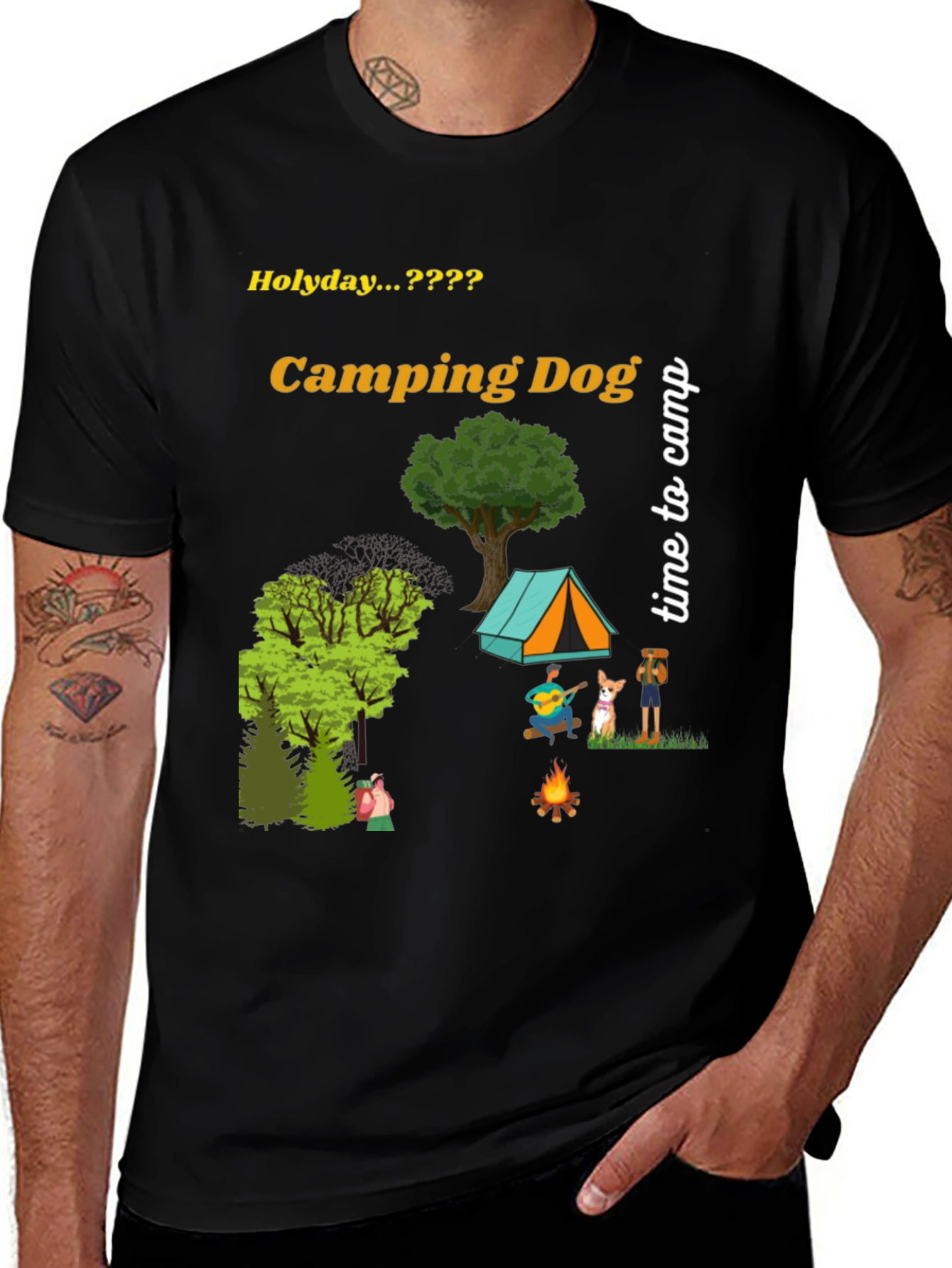 Camping Dog Graphic Tee