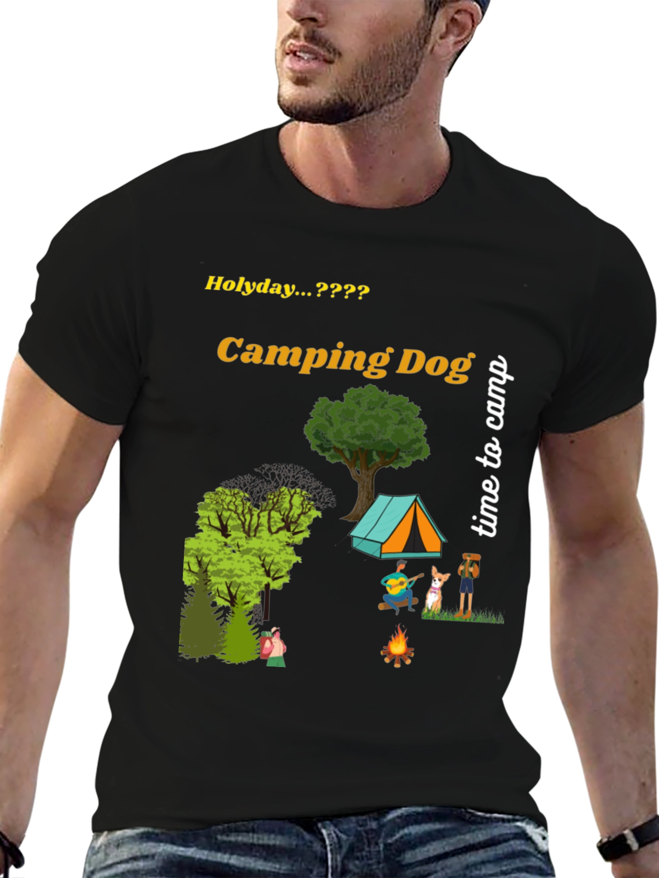 Camping Dog Graphic Tee