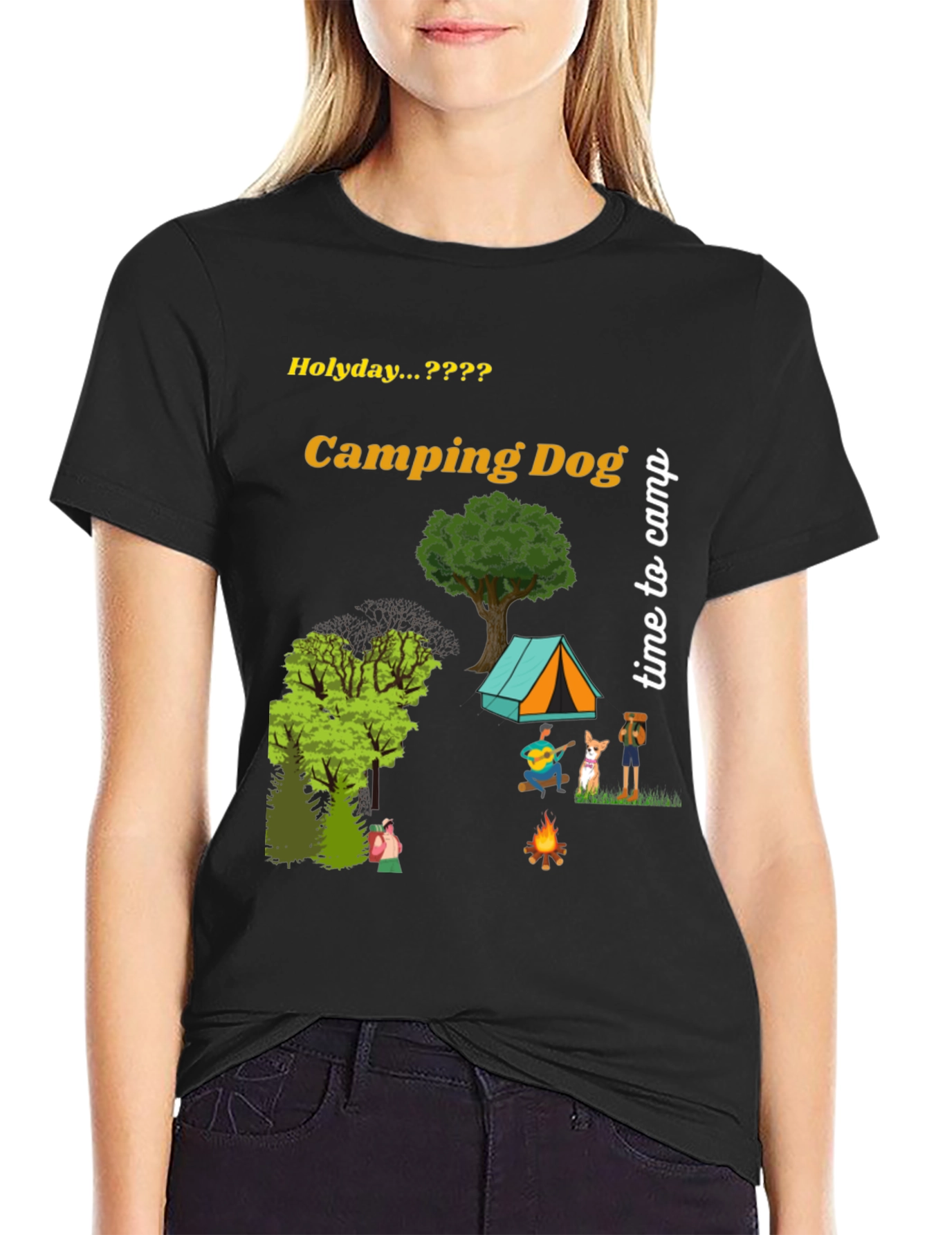 Camping Dog Graphic Tee