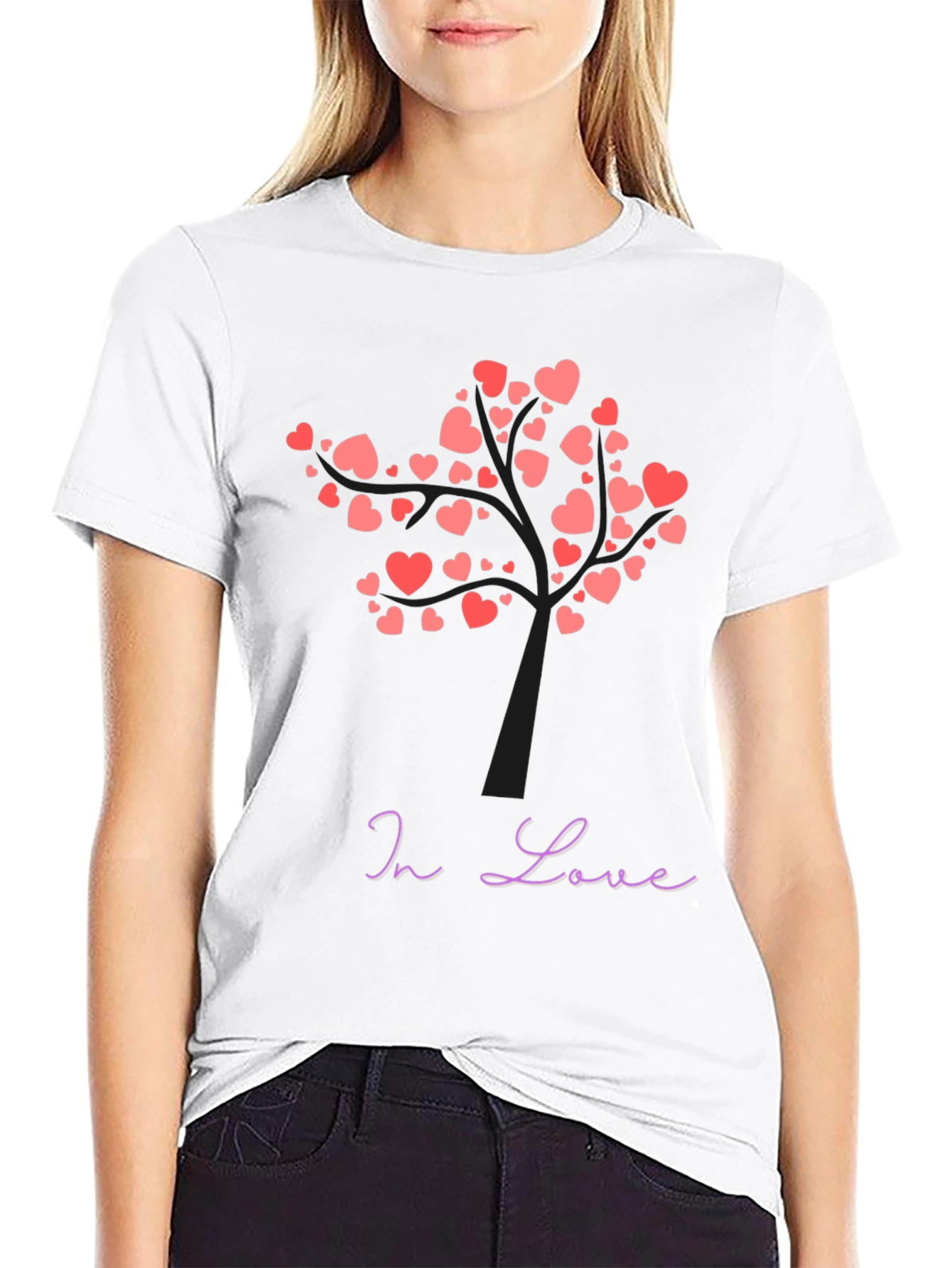 In Love Heart Tree Black T-Shirt