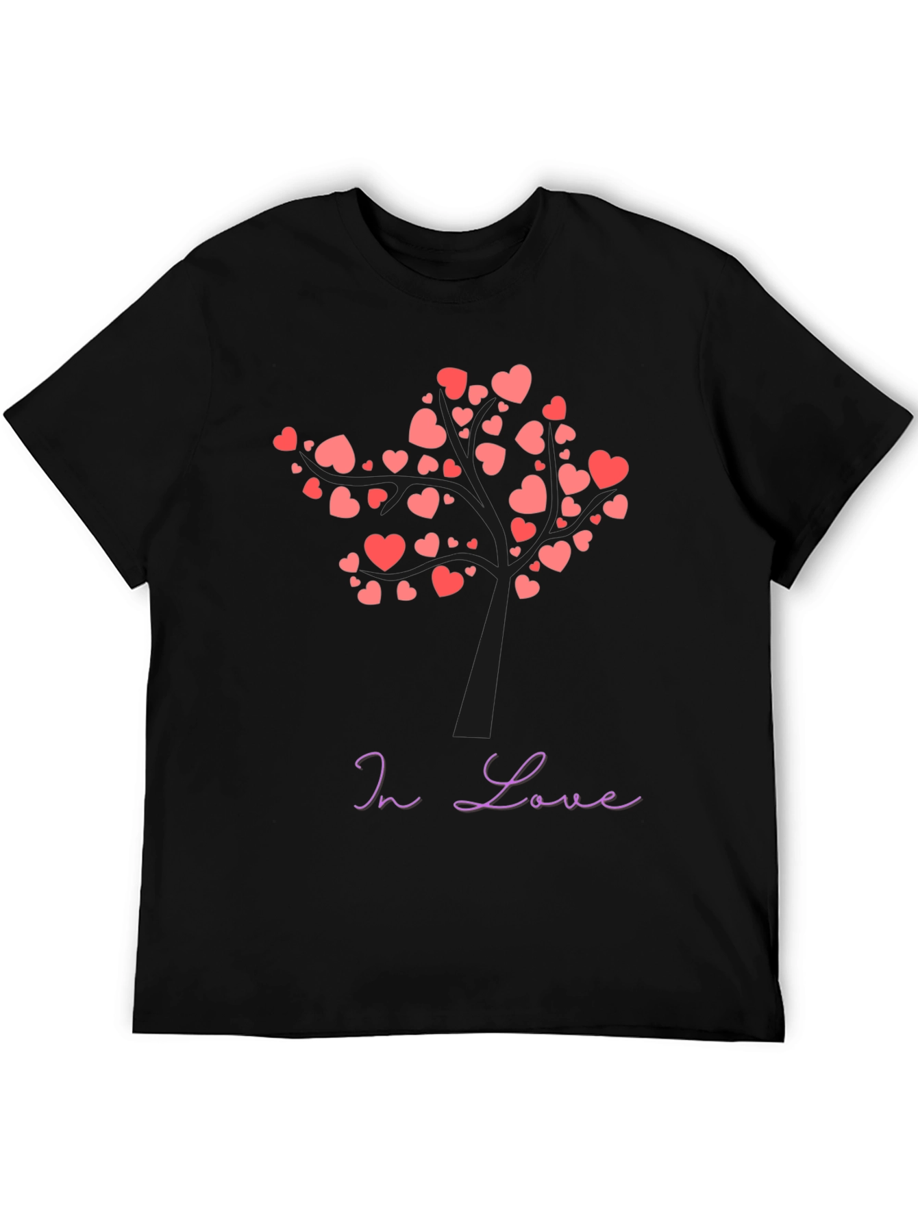 In Love Heart Tree Black T-Shirt