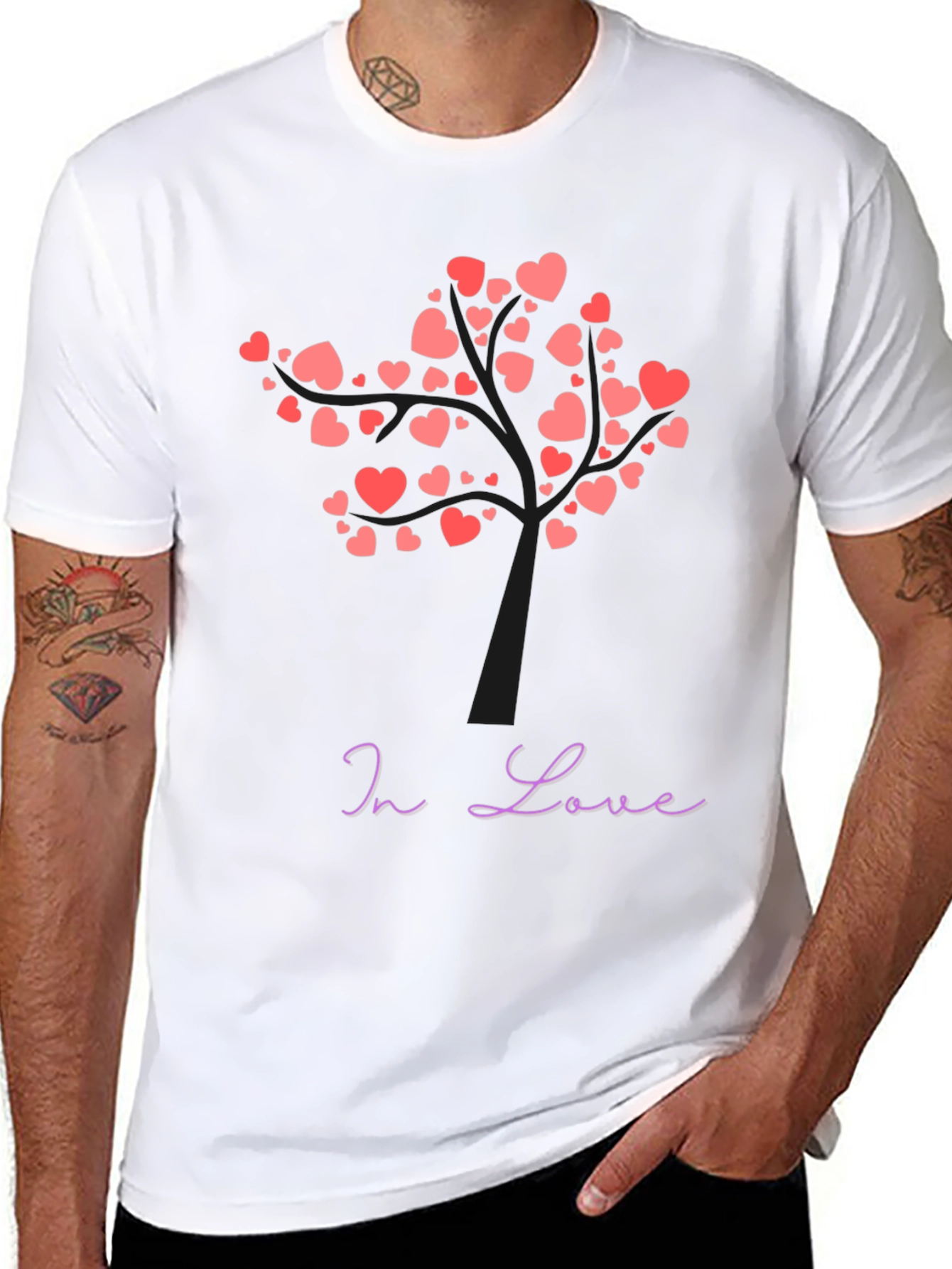 In Love Heart Tree Black T-Shirt