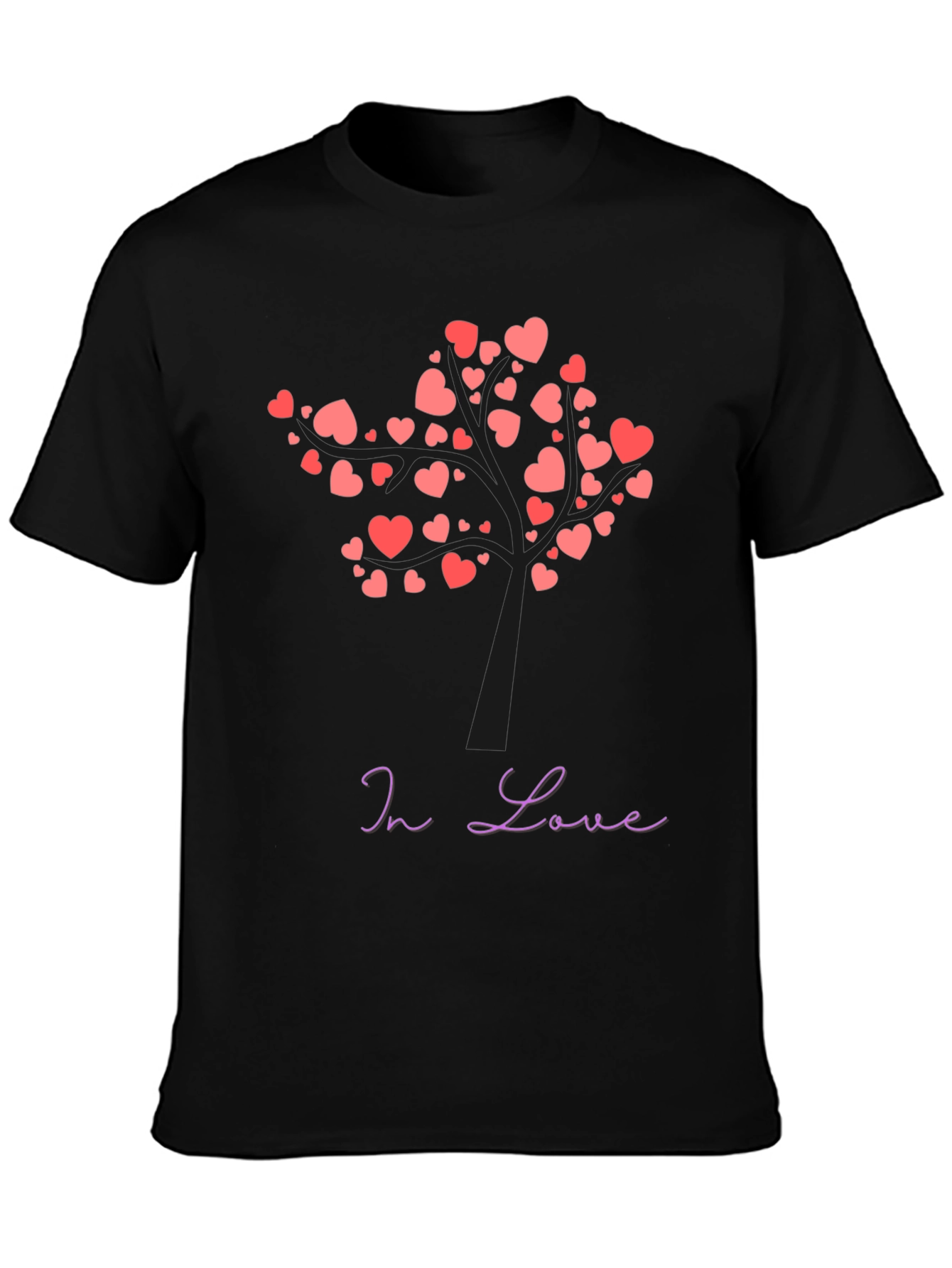 In Love Heart Tree Black T-Shirt