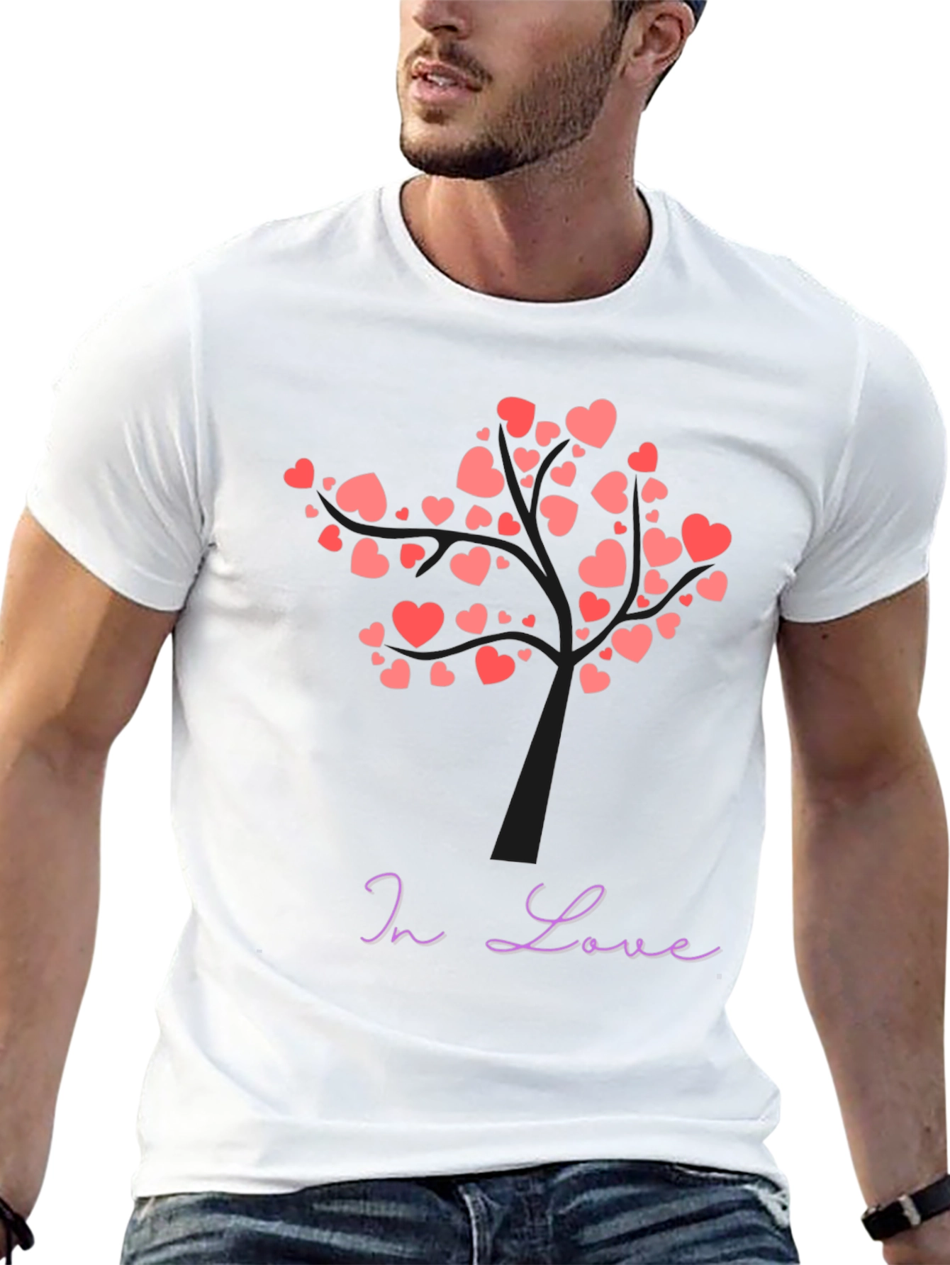 In Love Heart Tree Black T-Shirt