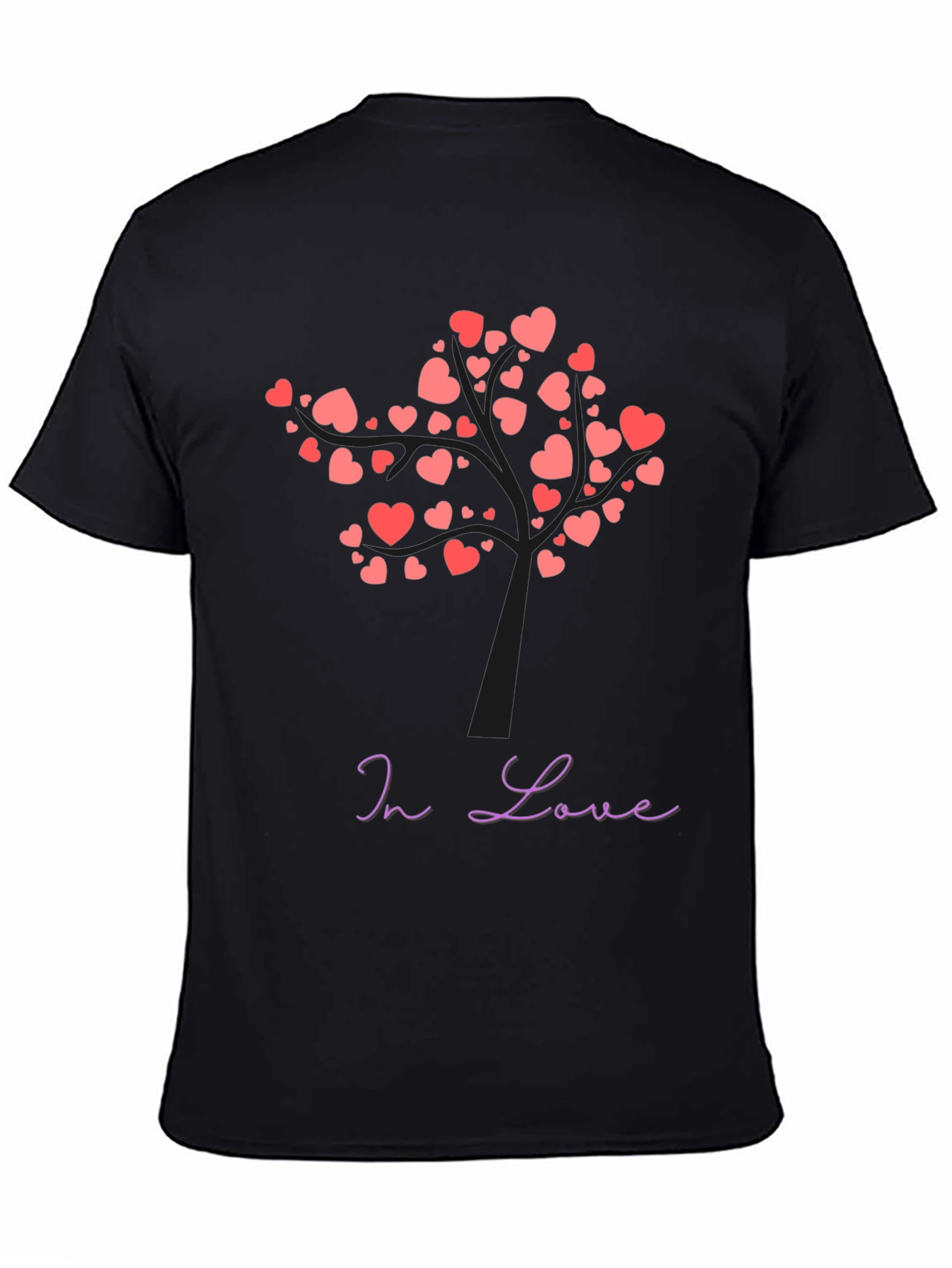 In Love Heart Tree Black T-Shirt