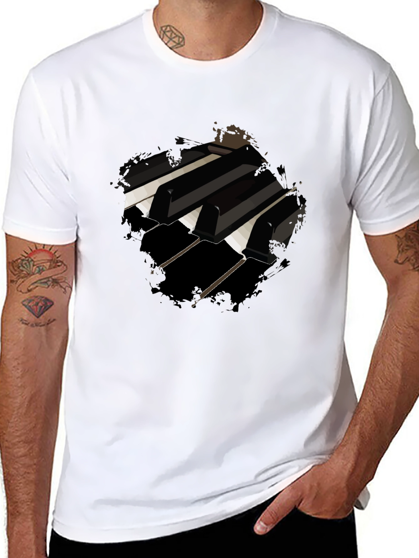 Piano Keys Graphic Black T-Shirt