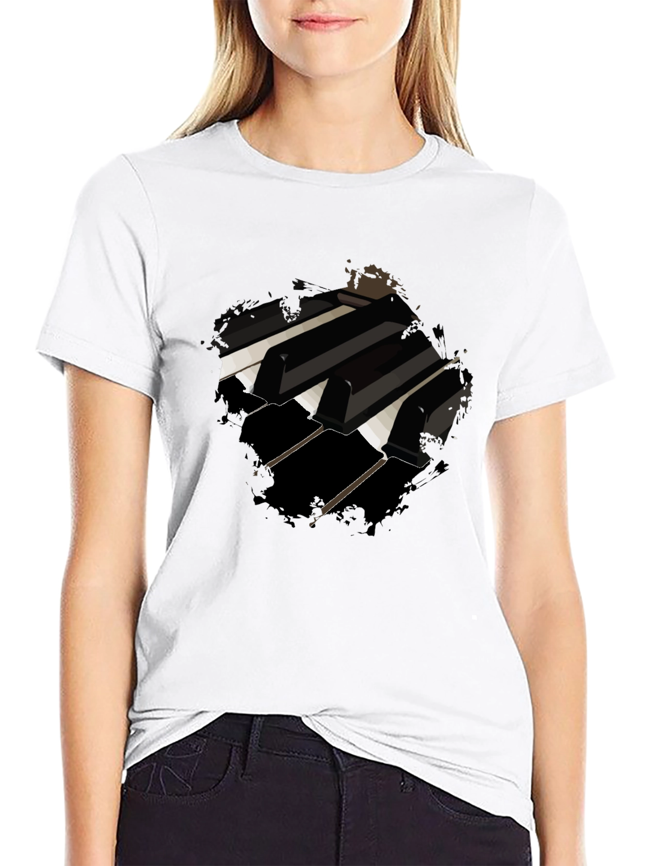 Piano Keys Graphic Black T-Shirt