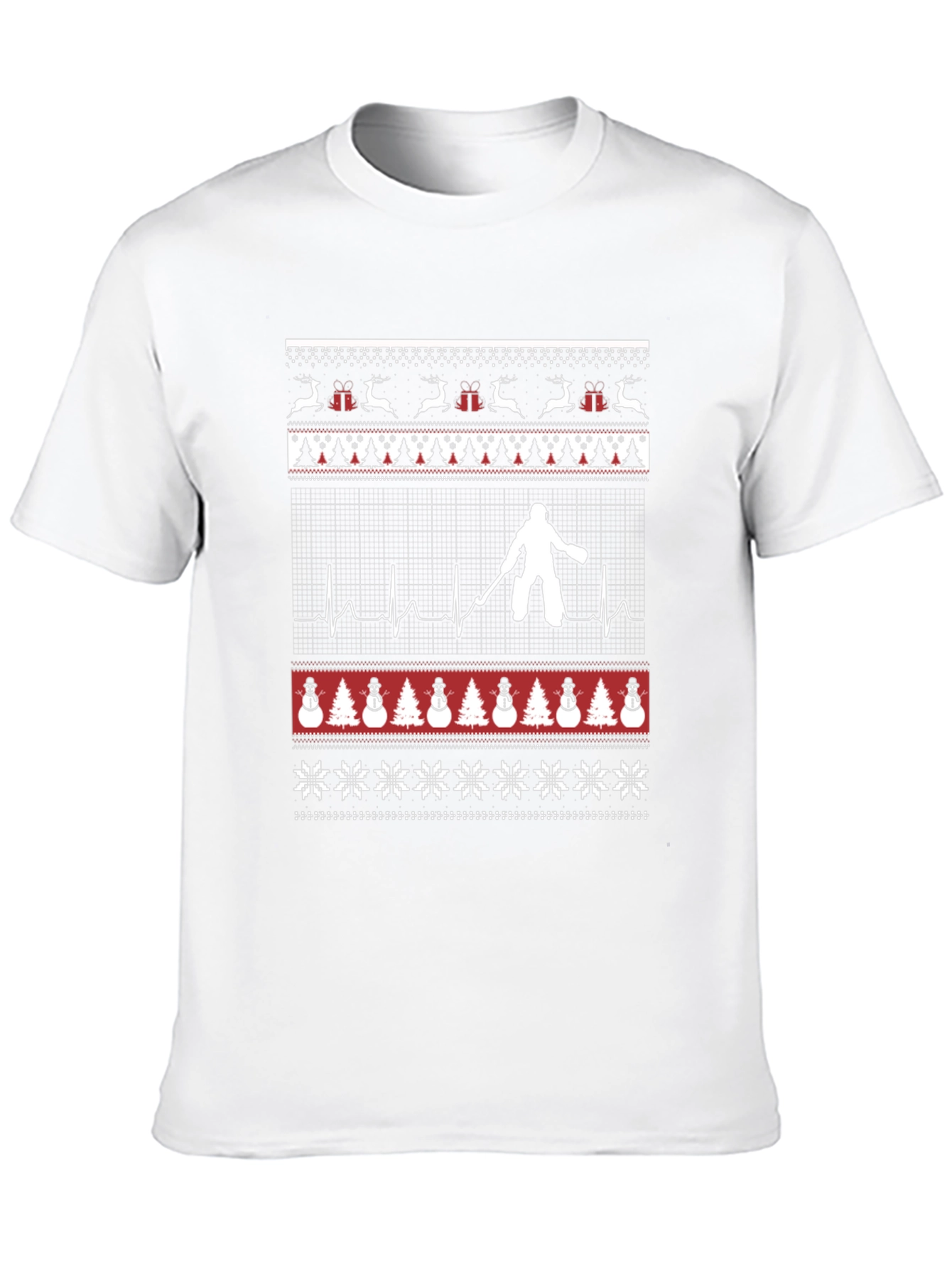 Ugly Christmas Hockey Goalie ECG Holiday T-Shirt