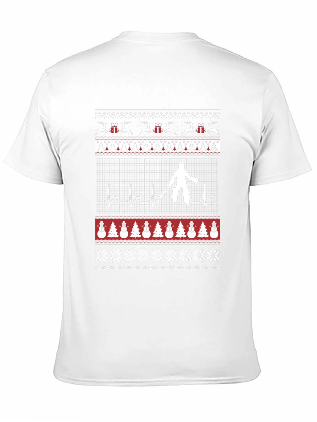 Ugly Christmas Hockey Goalie ECG Holiday T-Shirt