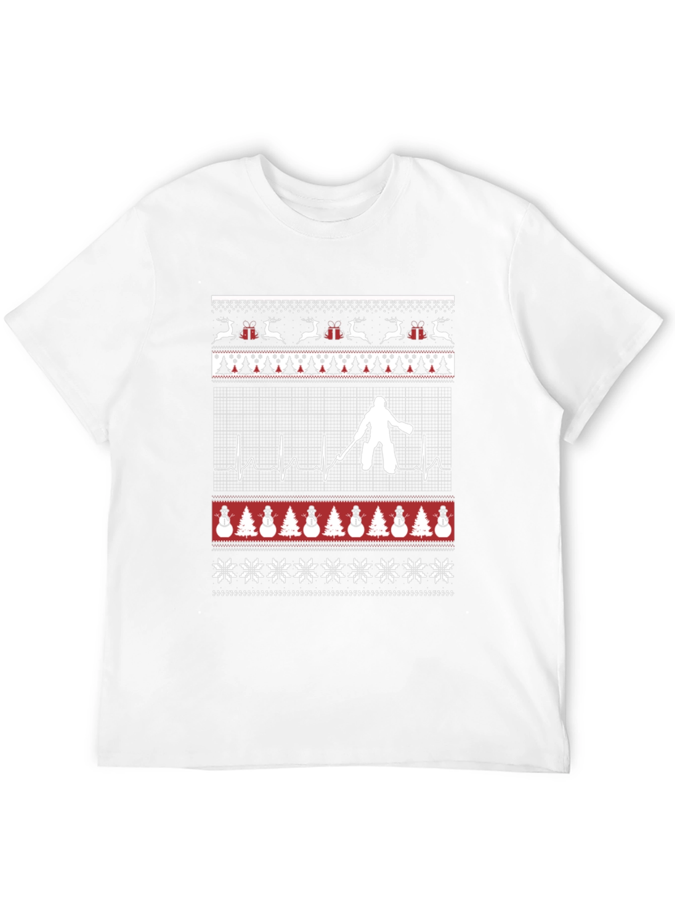 Ugly Christmas Hockey Goalie ECG Holiday T-Shirt