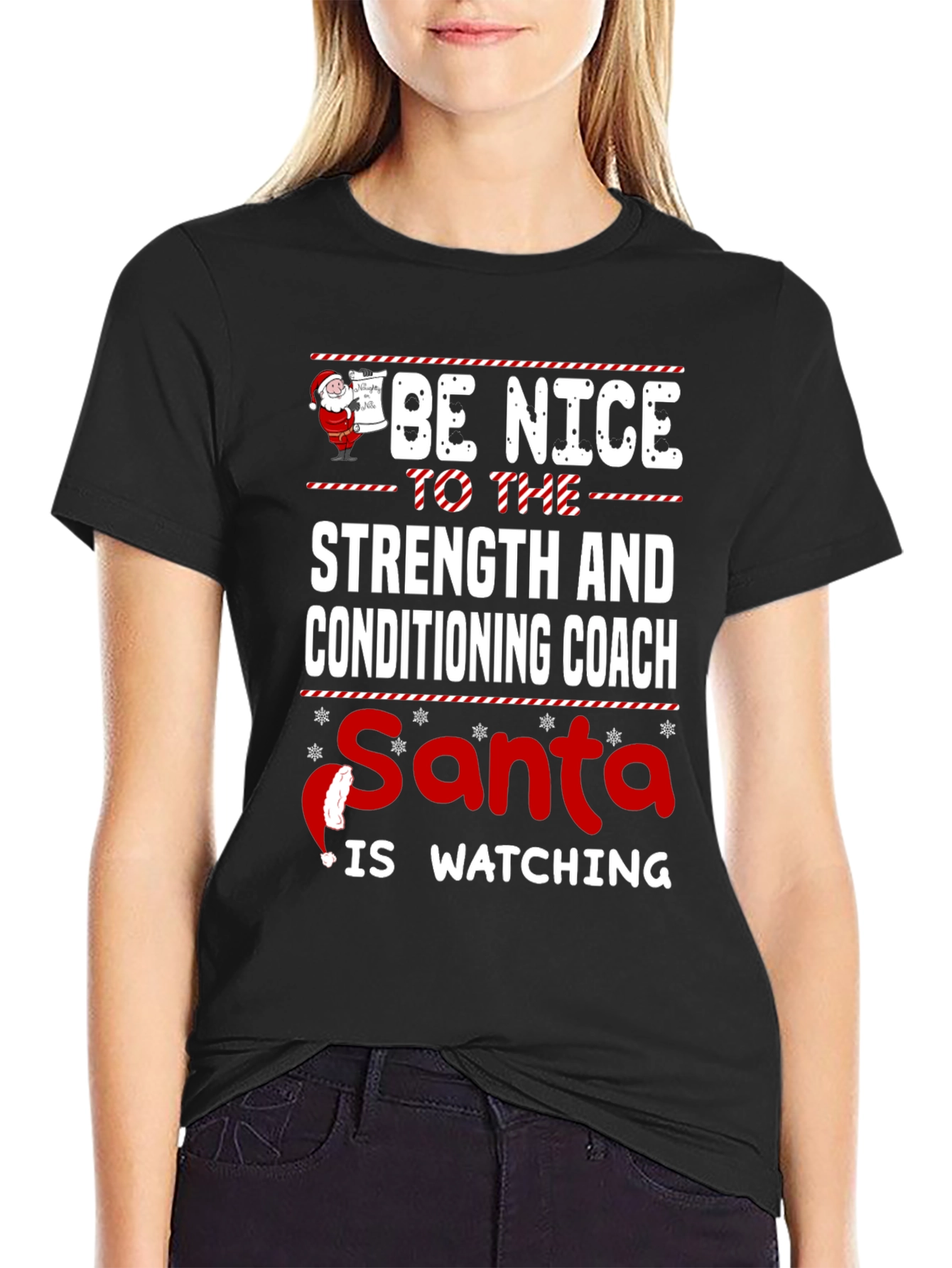 Strength Coach Santa Watching T-Shirt