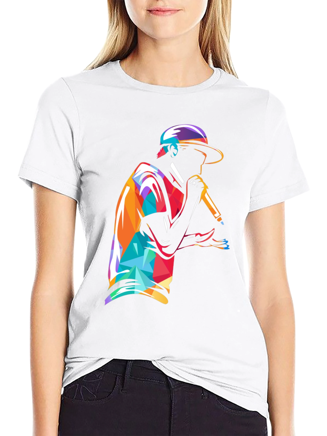 Geometric Rapper Graphic Tee - Cool Streetwear Style