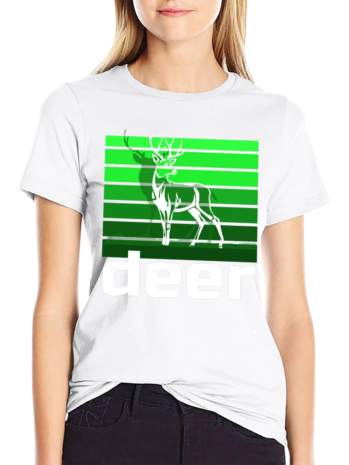 Deer Graphic Tee - Black Cotton Blend